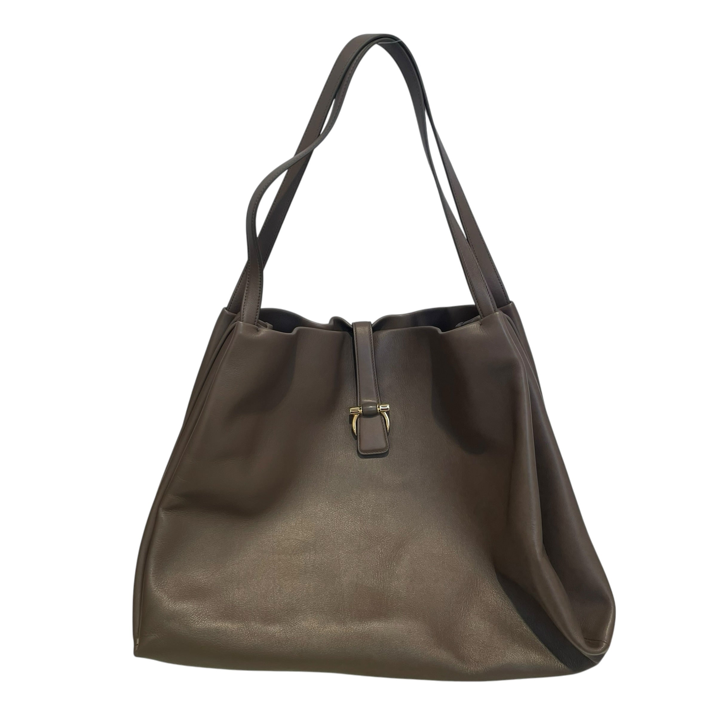 Salvatore Ferragamo/Hand Bag/Leather/GRY/feragama hobo/gld/dh-21-9805