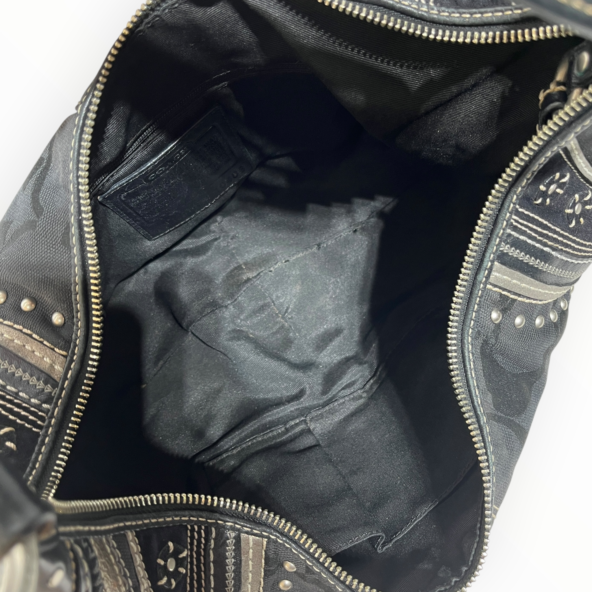 COACH/Bag/Monogram/Cotton/BLK/soho hobo studded crescent view 4