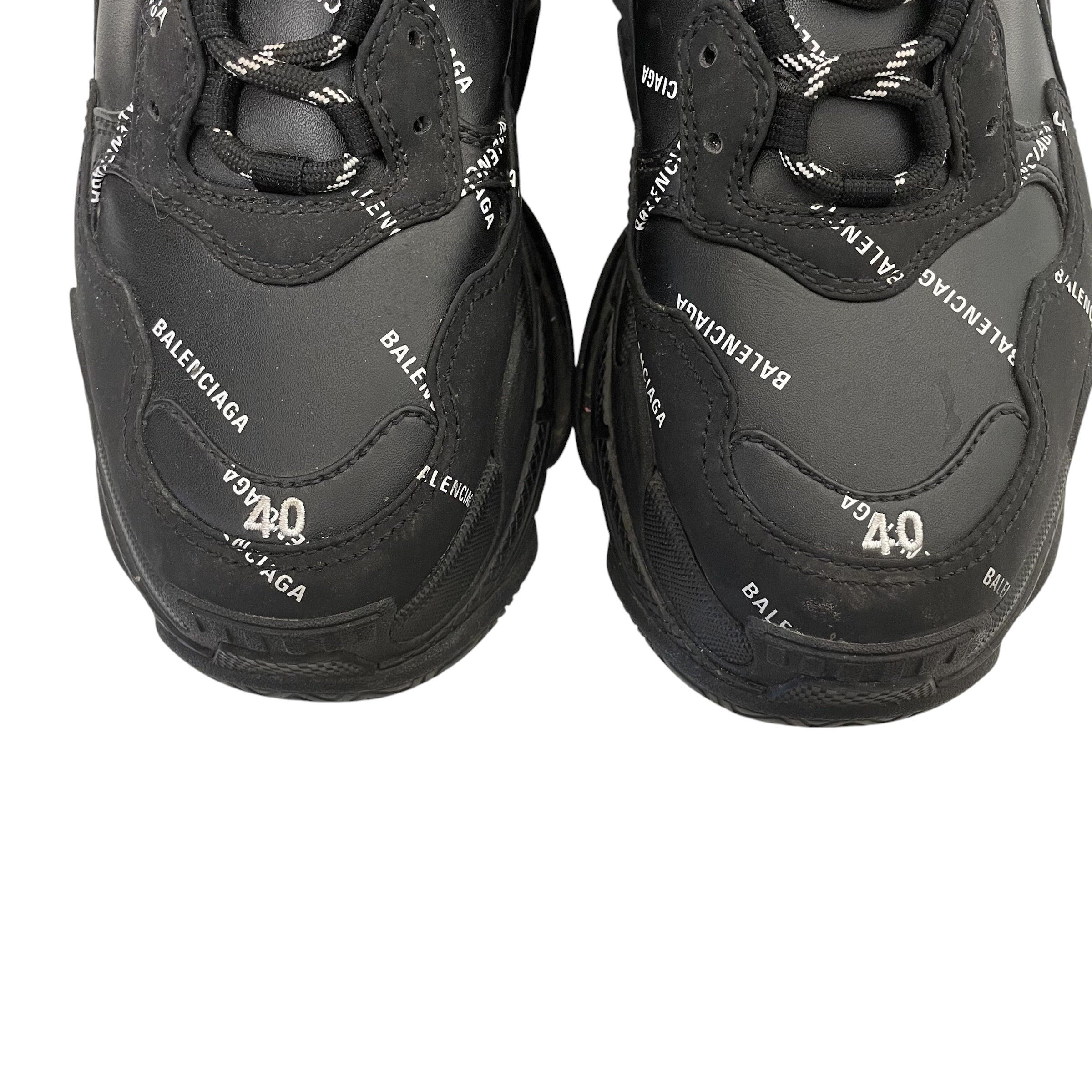 BALENCIAGA/Low-Sneakers/US 7/All Over Print/BLK/triple s logo all over view 5