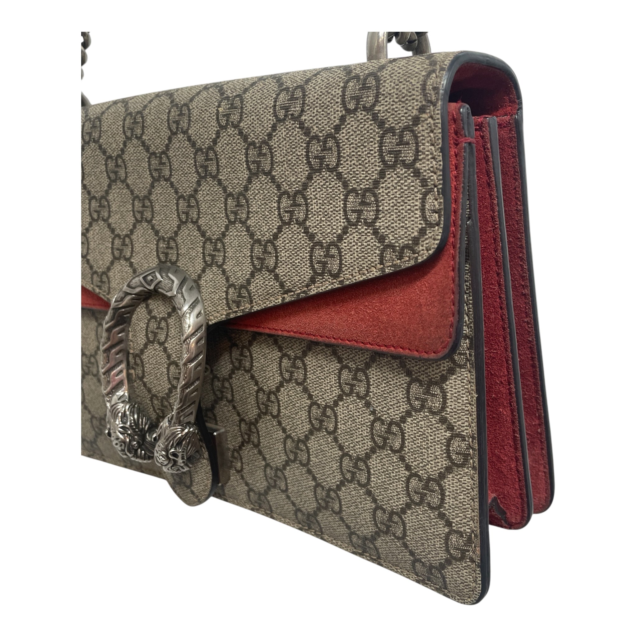 GUCCI/Bag/Monogram/Leather/CML/RED SUEDE SIDES/TIGER CLOSURE view 3