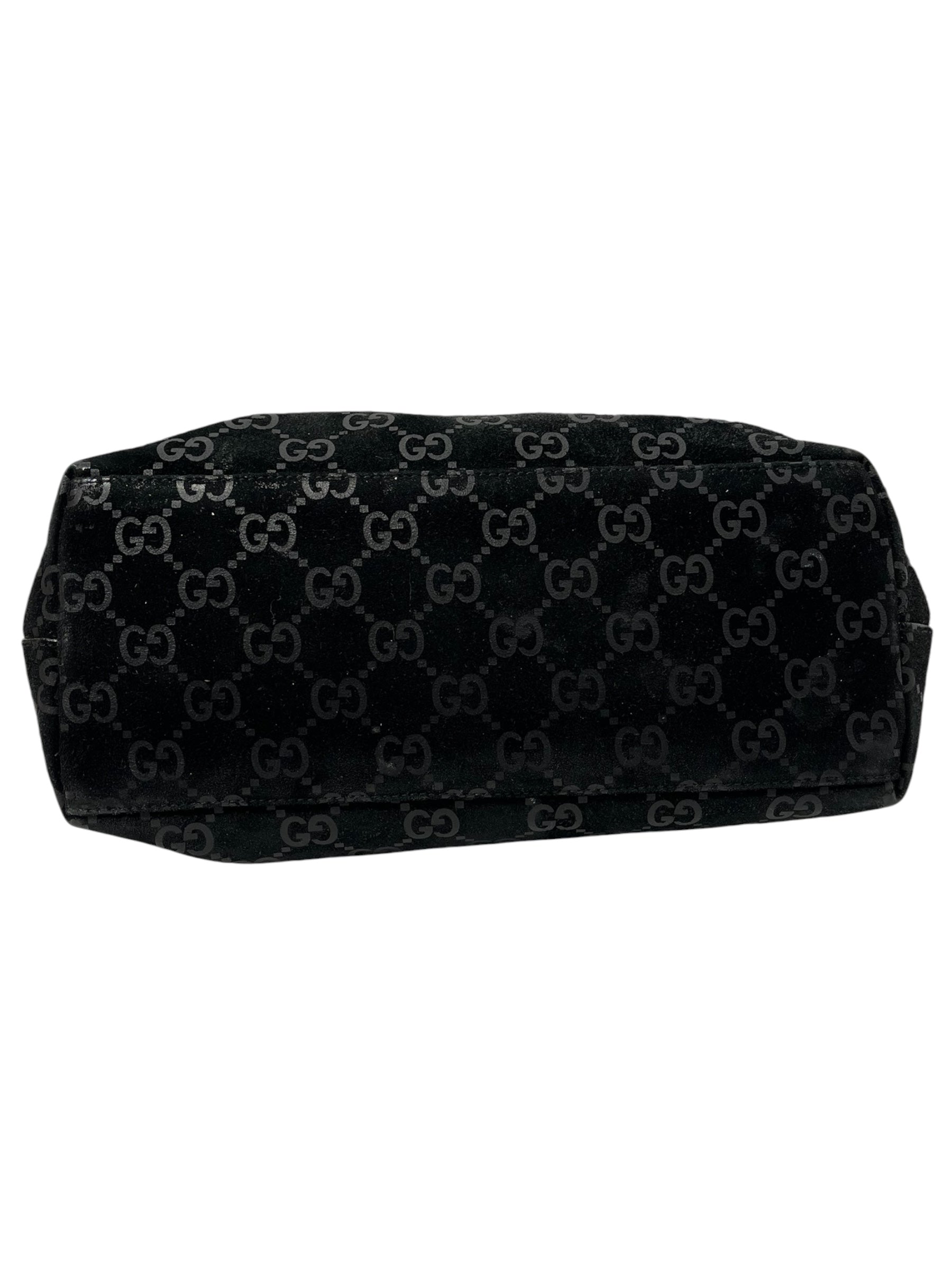 GUCCI/Hand Bag/Monogram/Suede/BLK/BLACK BAMBOO HANDLE view 4