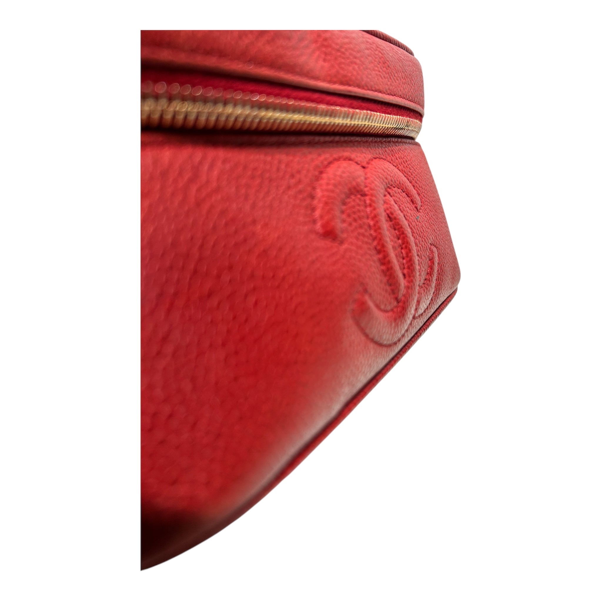 CHANEL/Pouch/Leather/RED/MAKEUP TRAVEL BAG CC FRNT view 6