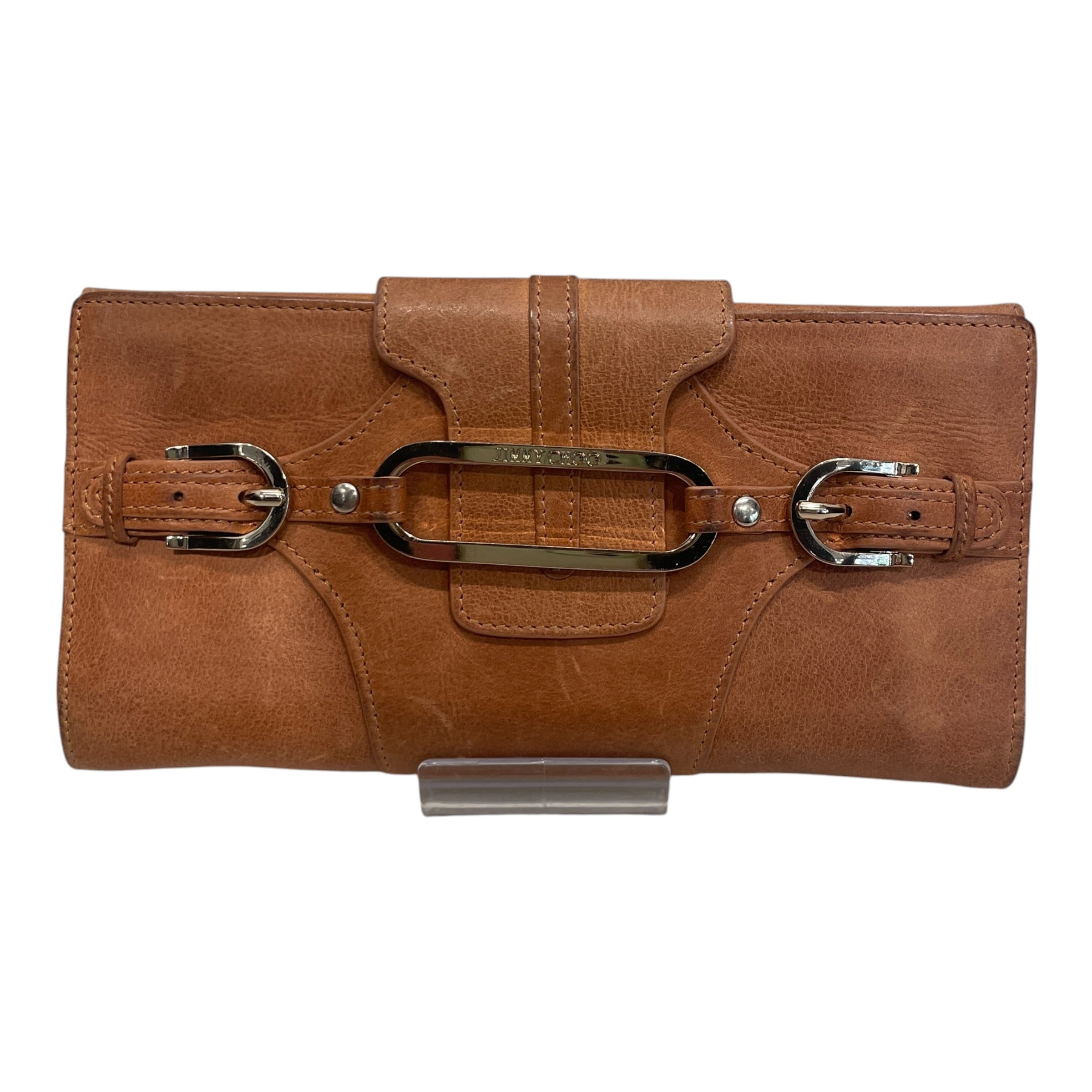 JIMMY CHOO/Long Wallet/Leather/BEG/FRONT BUCKLES view 1