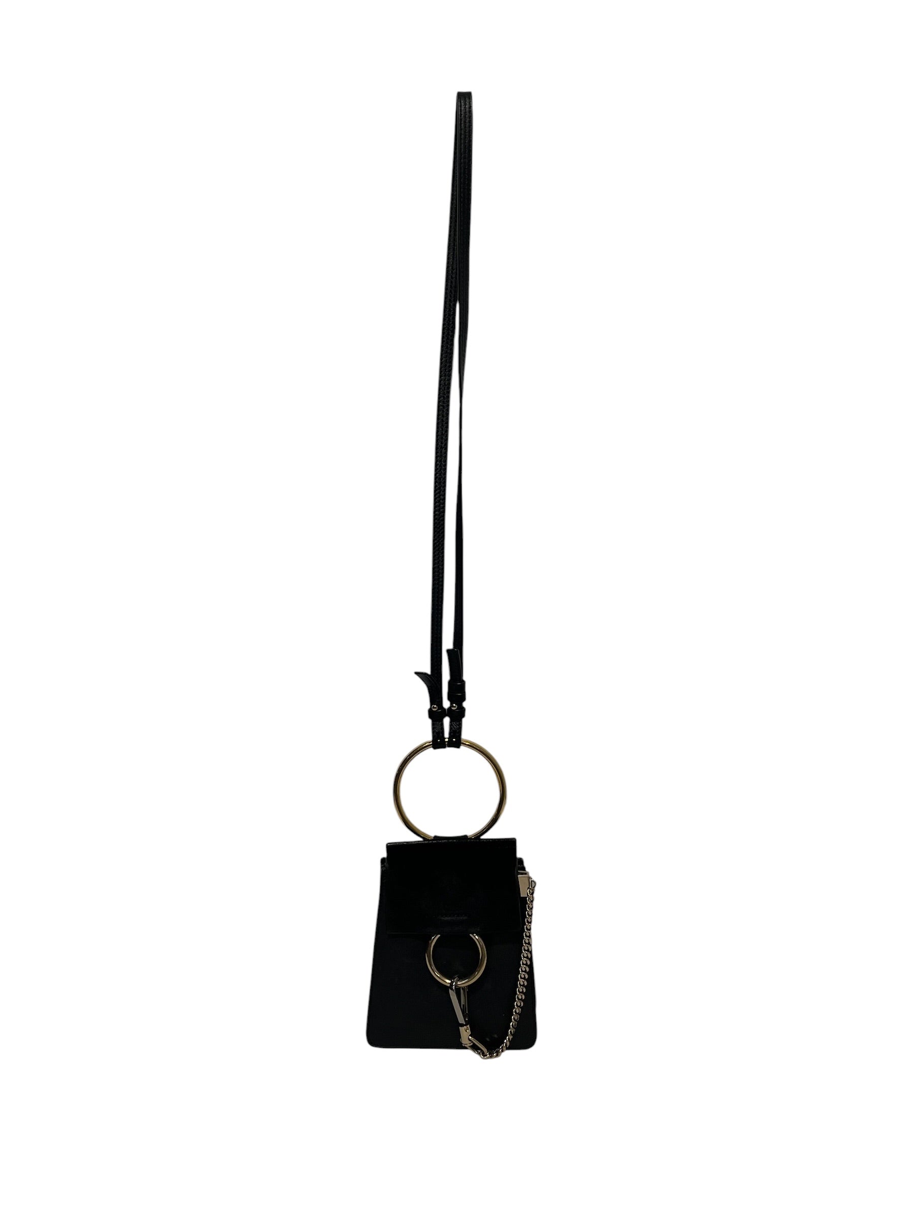Chloe/Cross Body Bag/Leather/BLK/C0MMG2 Faye LeatherBag GldRing view 1
