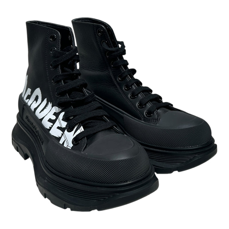 Alexander McQueen/Hi-Sneakers/EU 38/BLK/logo leather combat boot