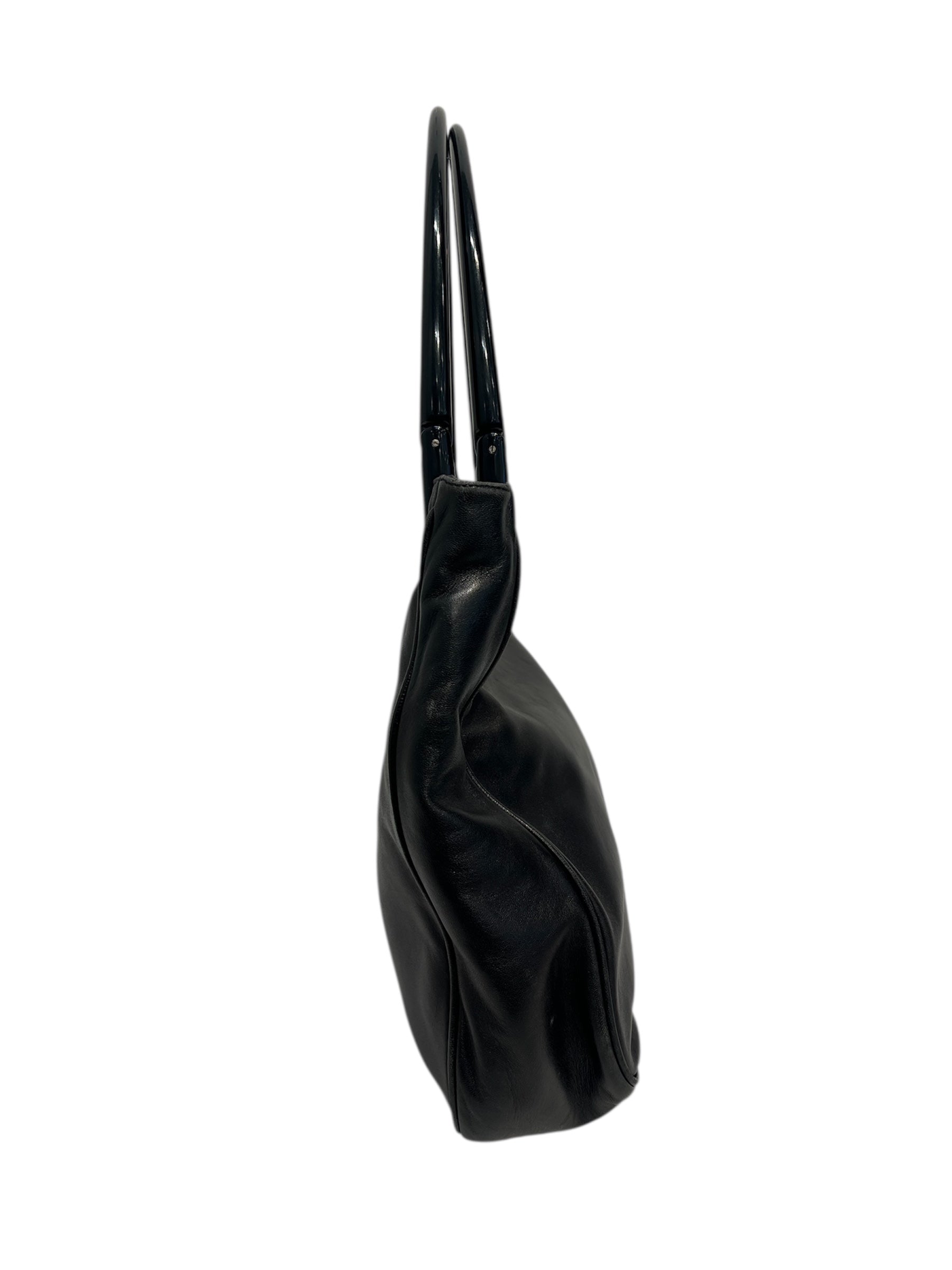 PRADA/Tote Bag/Leather/BLK/PLATIC HANDLES PLAIN view 2