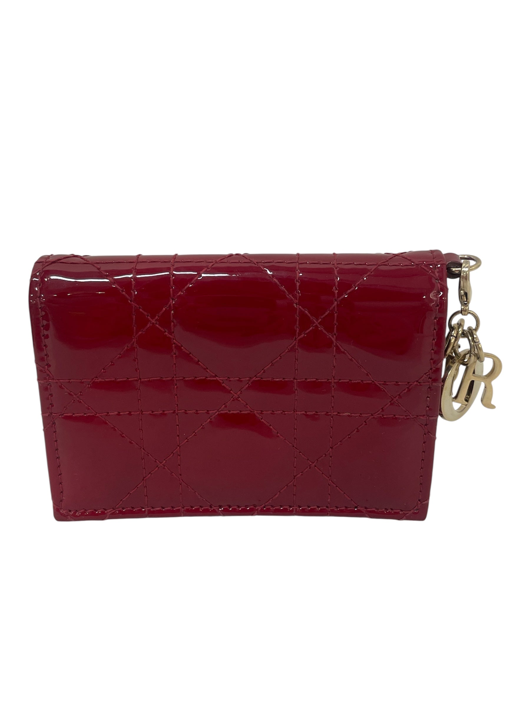 Christian Dior/Bifold Wallet/Leather/RED/PATENT CHARM WALLET view 2