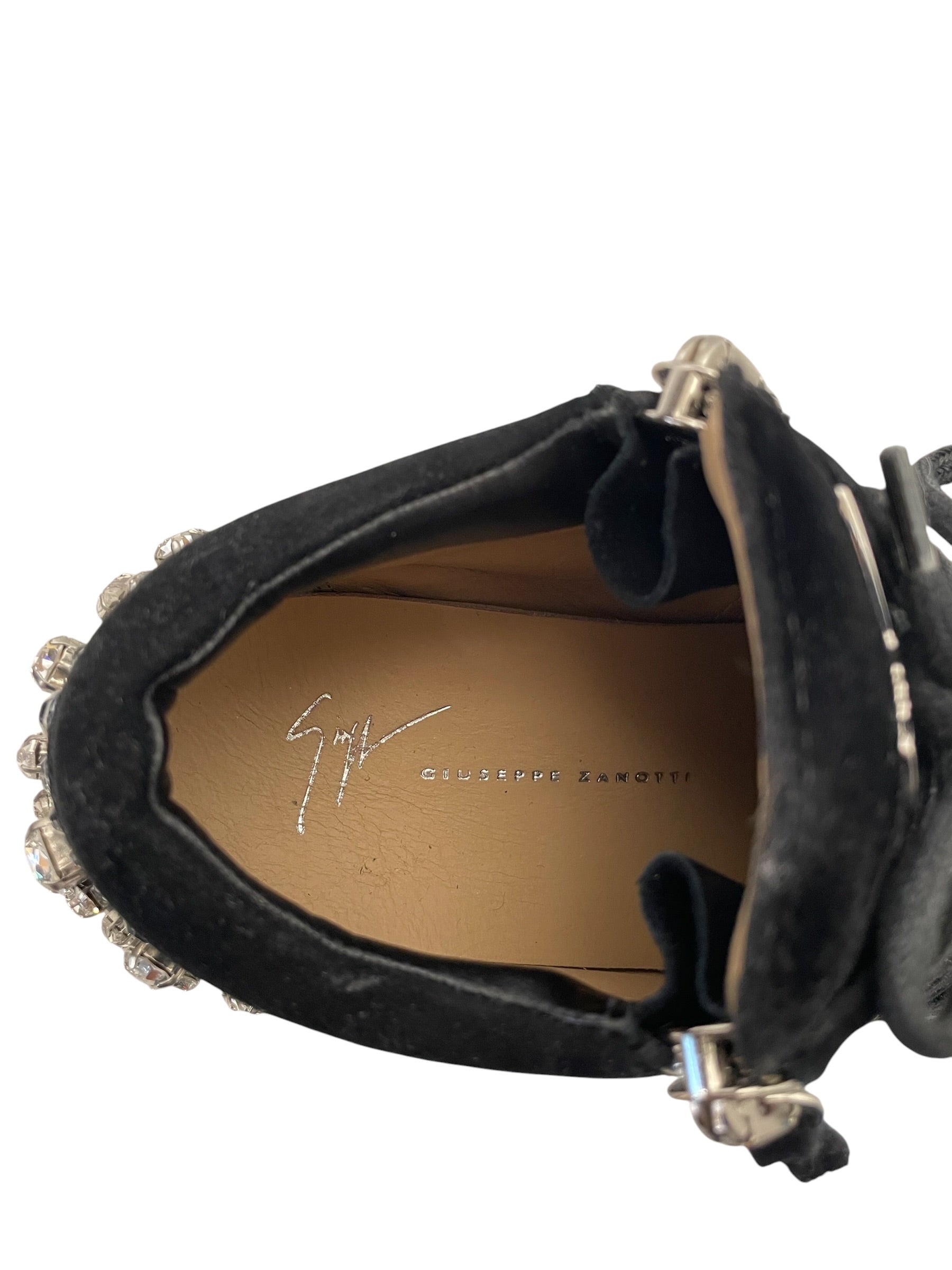 Giuseppe Zanotti/Low-Sneakers/US 6/Suede/BLK/Crystal Embellished Double Zip view 5