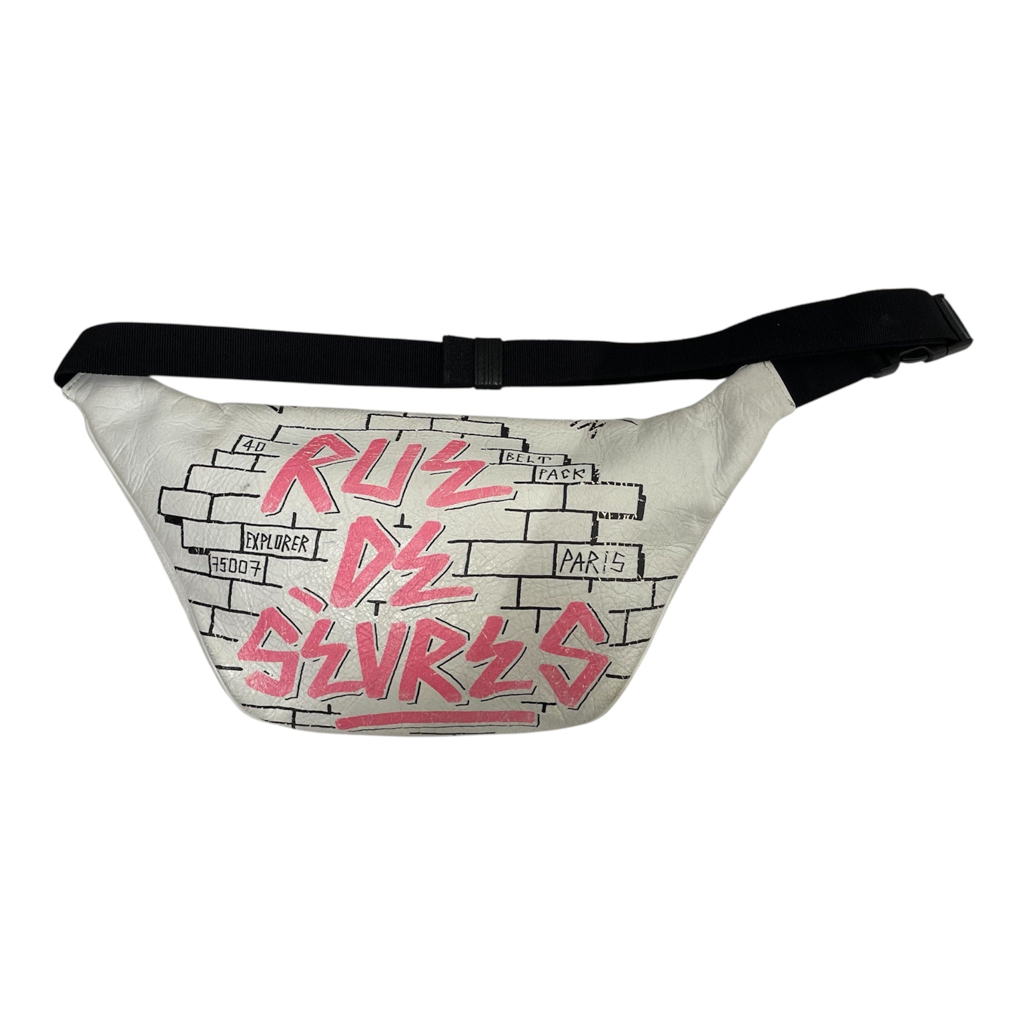 BALENCIAGA/Fanny Pack/Leather/WHT/Balenciaga paris graffiti view 2
