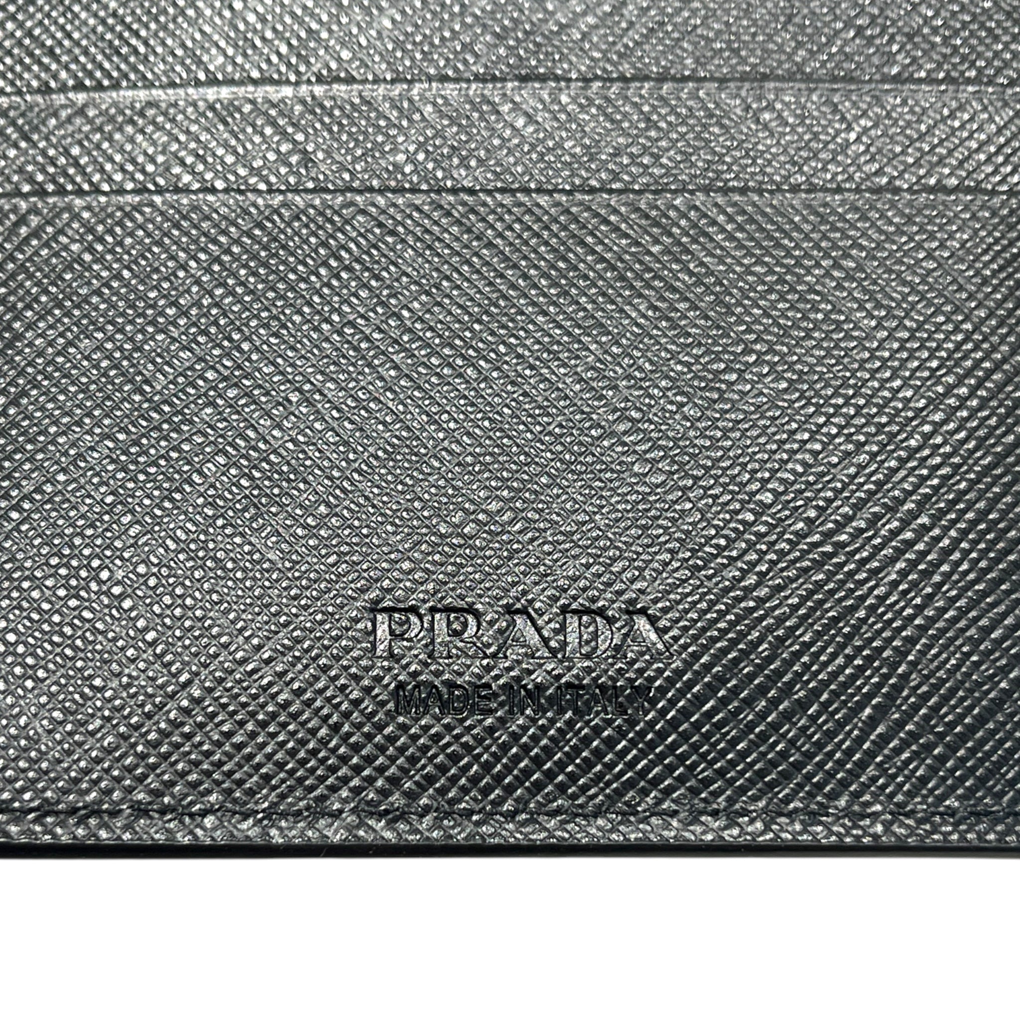 PRADA/Bifold Wallet/Leather/BLK/BLUE LOGO view 5