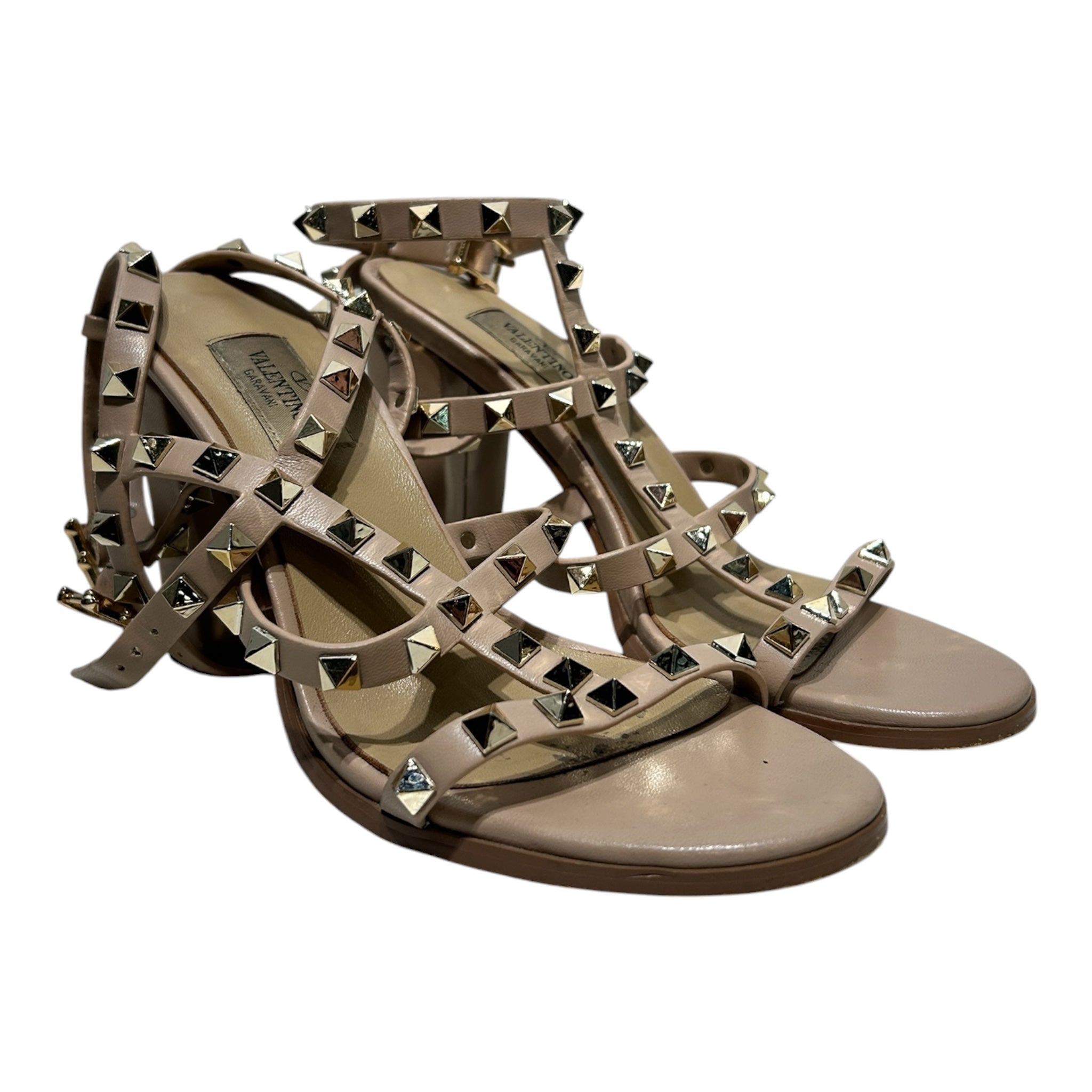 VALENTINO/Heels/EU 36/BEG/STUDDED MULTISTRAP BLOCK HEEL view 1