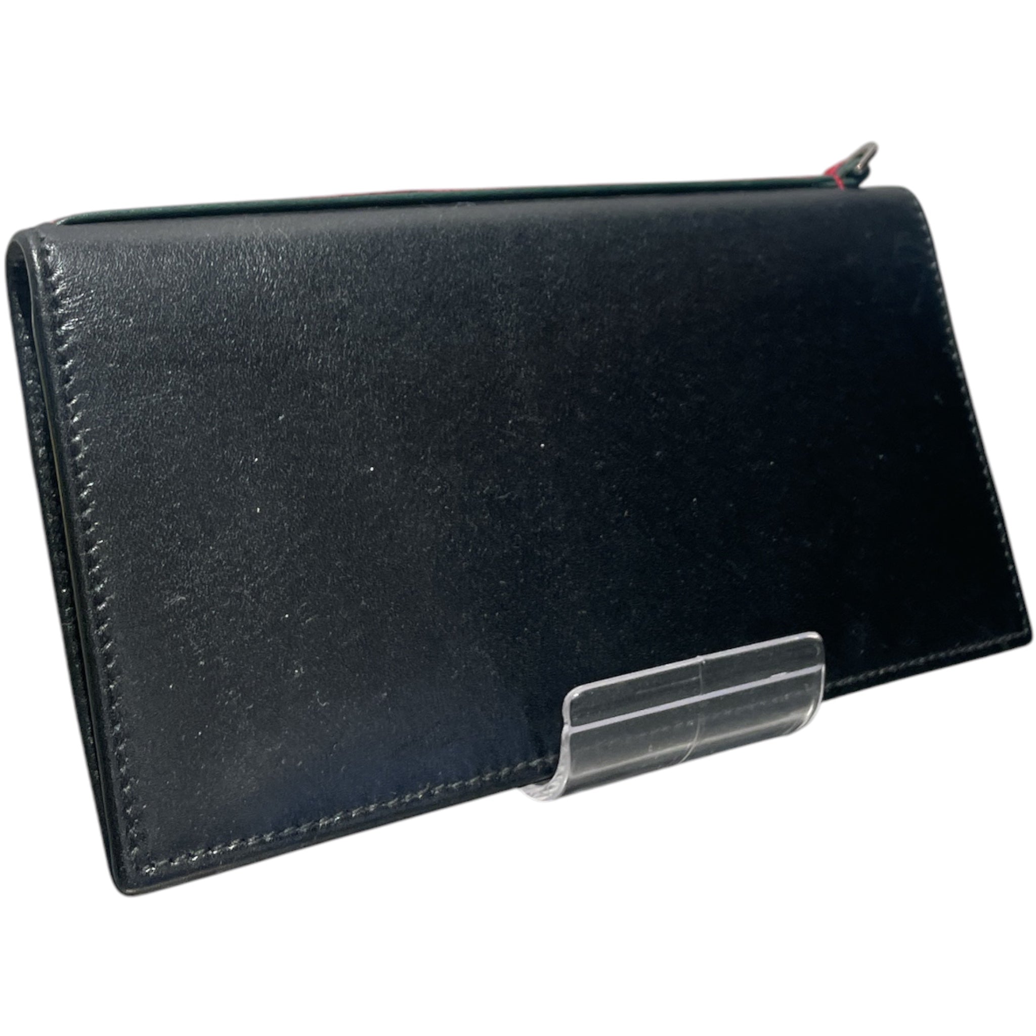 GUCCI/Long Wallet/Leather/BLK/M's/long wallet red/green line view 2