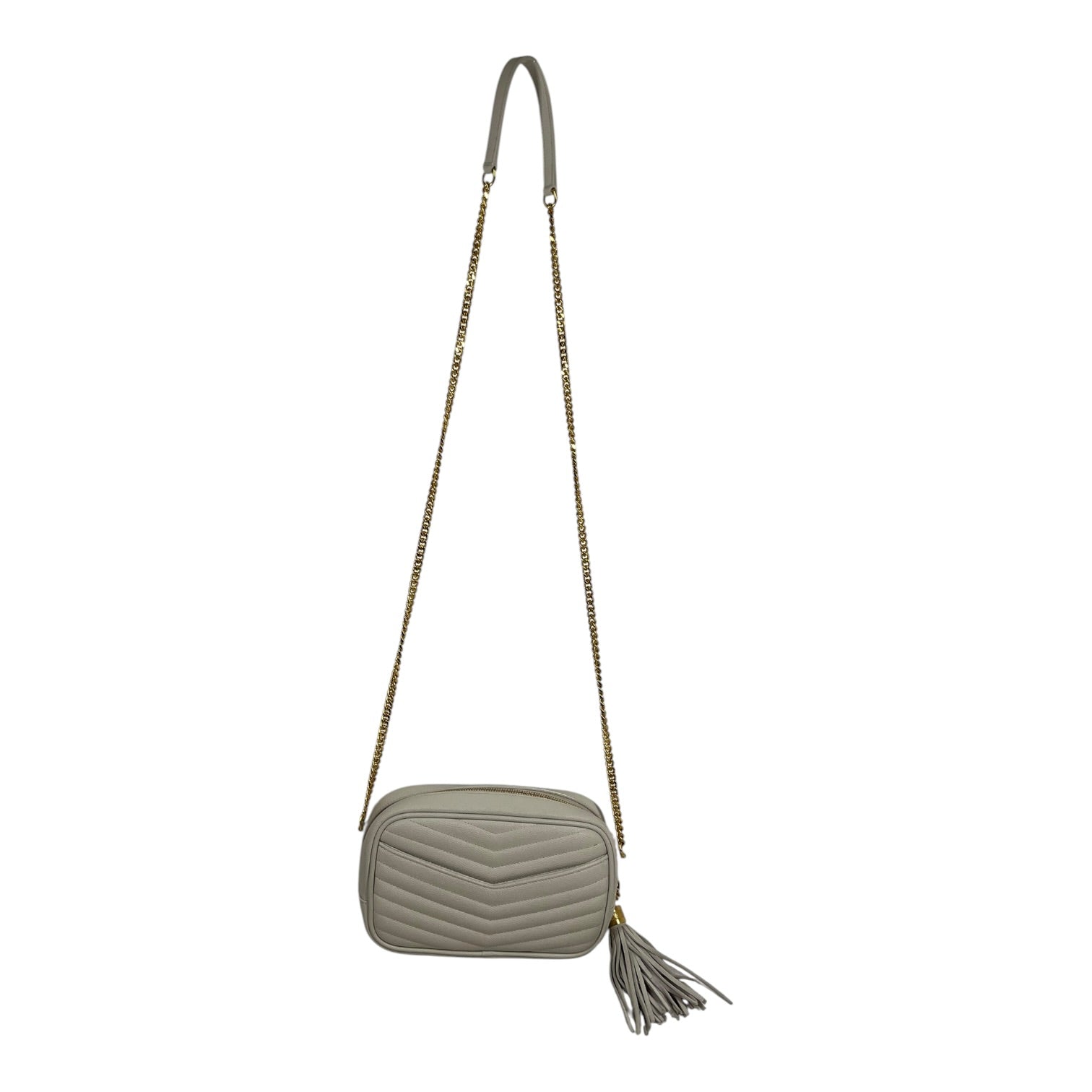 SAINT LAURENT/Cross Body Bag/Leather/WHT/CHEVRON LOU CAMERA view 2