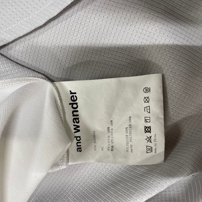 AND WANDER/SS Shirt/XL/Polyester/WHT/2 ZIP/SIDE GRY MEZH/GRY BUTTON