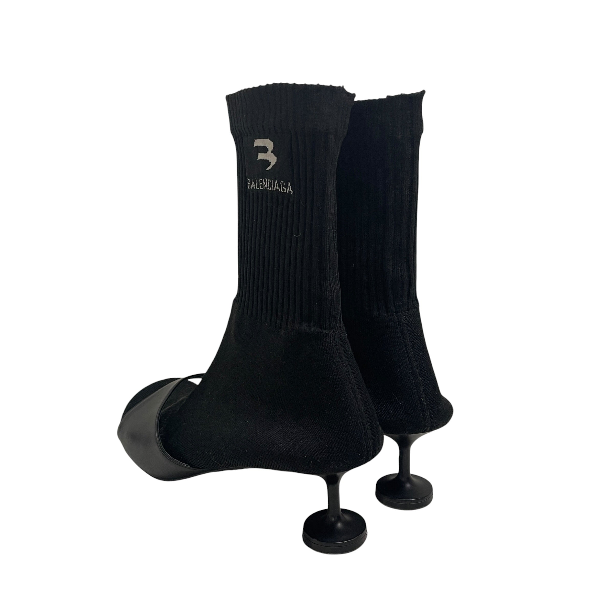 BALENCIAGA/Heels/US 7.5/Cotton/BLK/knife sock boots view 2