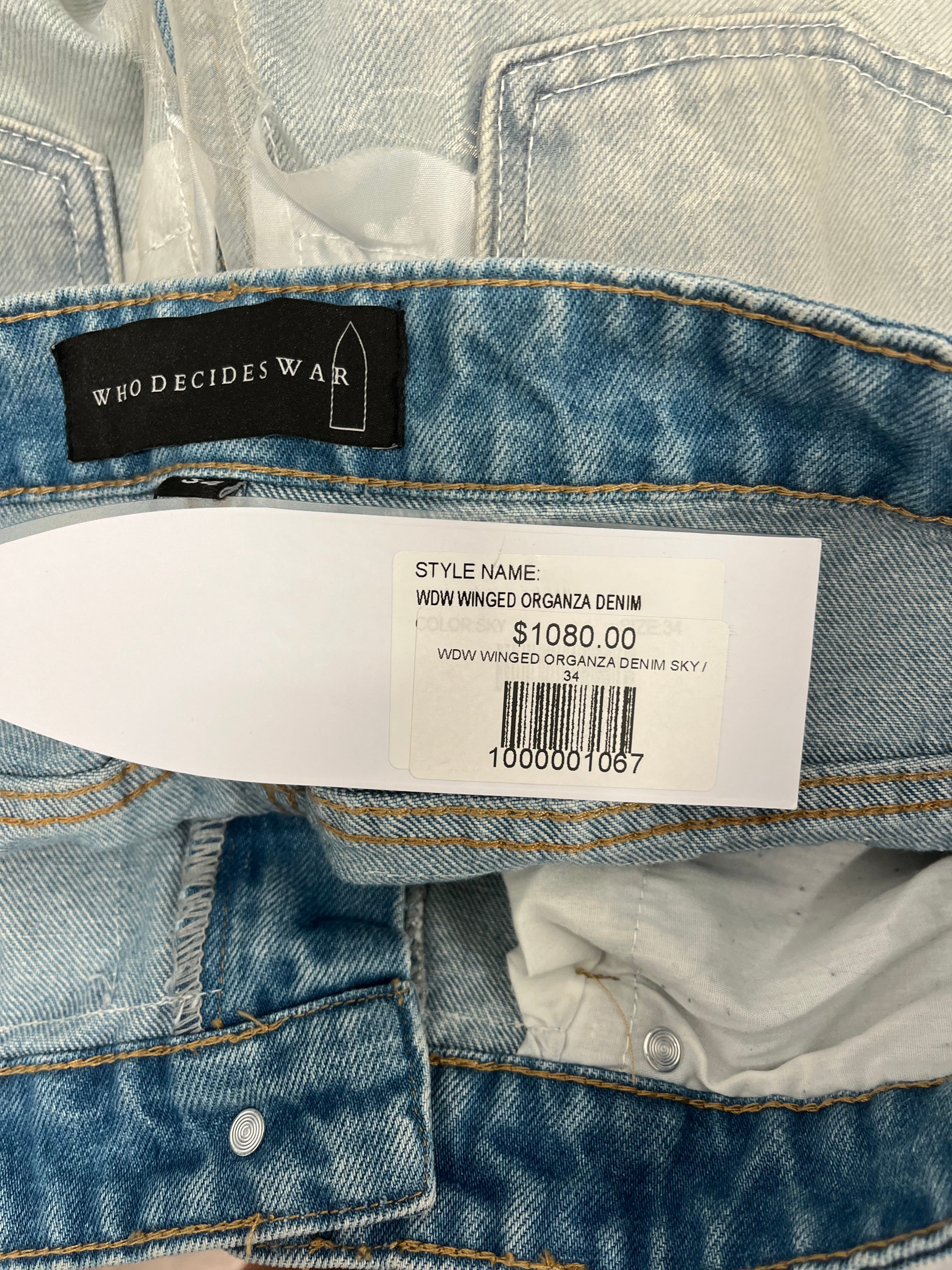 WHO DECIDES WAR/Pants/34/Denim/BLU/All Over Print/winged organza denim view 5