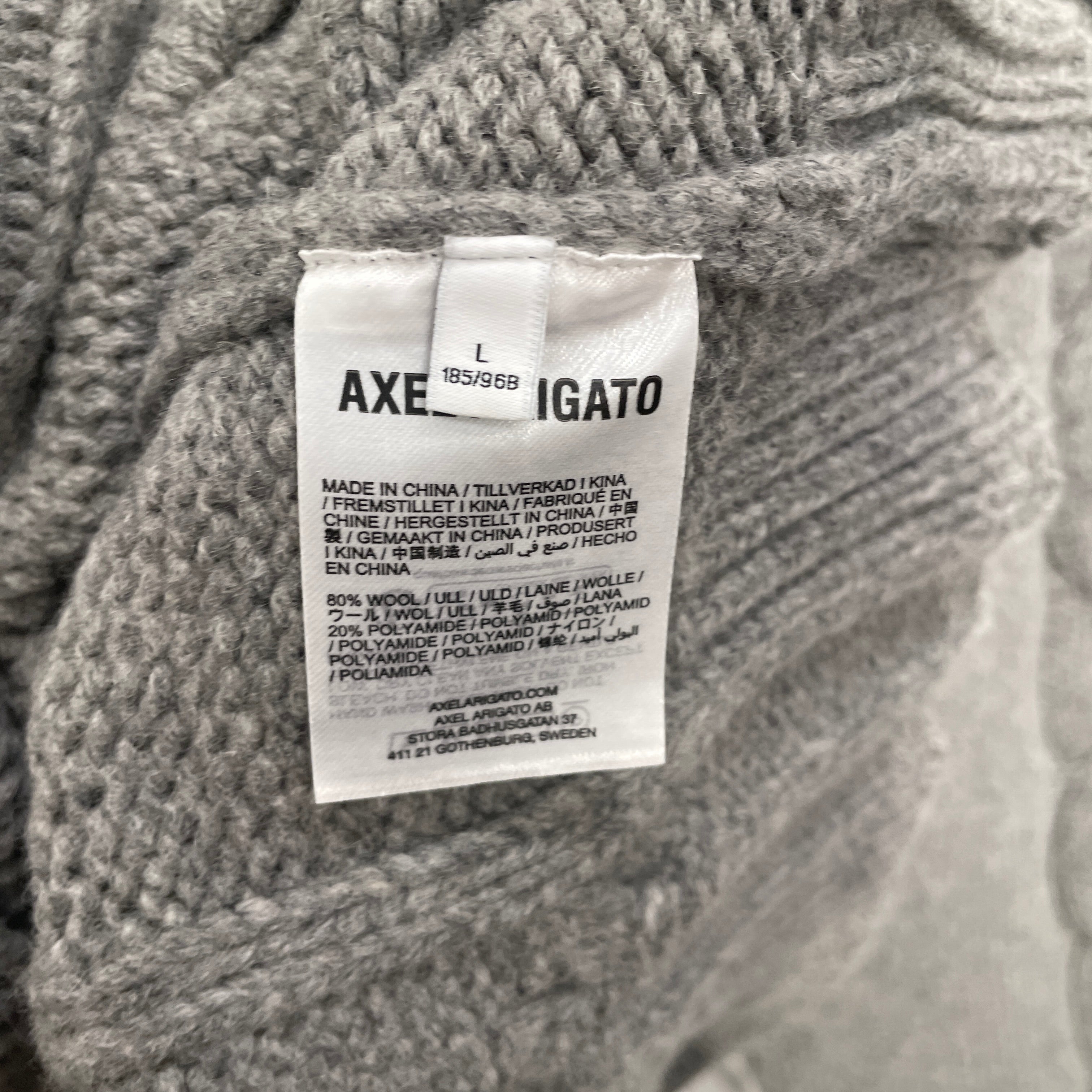 Axel Arigato/Heavy Sweater/L/Wool/GRY/AA GRY BEAM CABLEKNIT SWEATER view 4