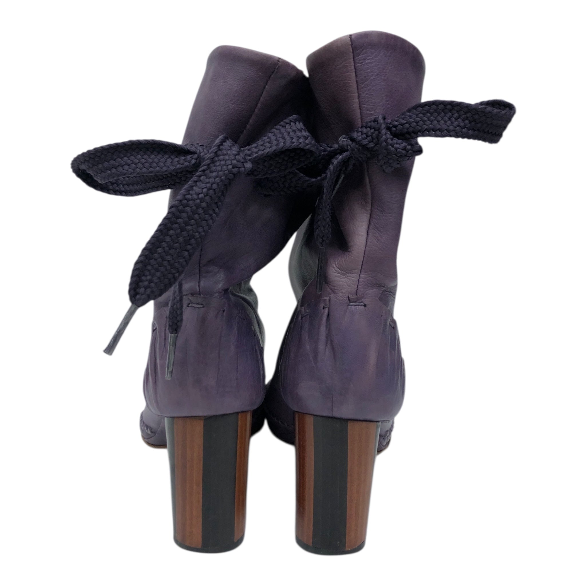 GEORGINA GOODMAN/Booties/US 5.5/Leather/PPL/WOVEN SHOE LACE WOOD HEEL view 3