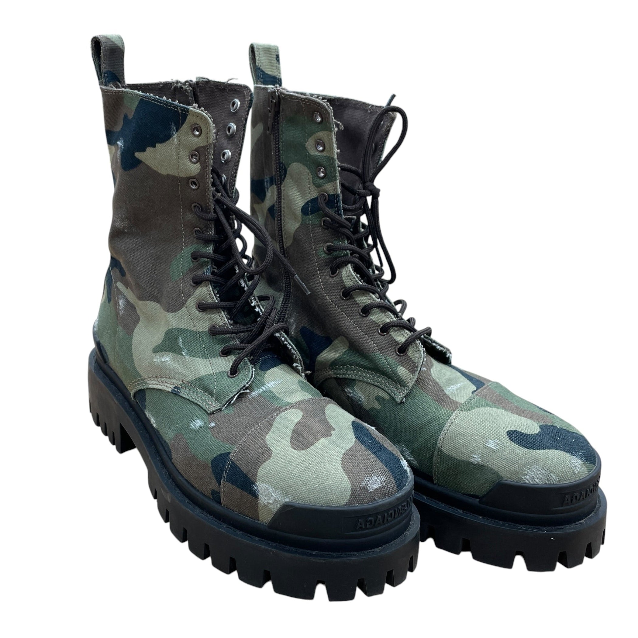 BALENCIAGA/Lace Up Boots/EU 41/Camouflage/Cotton/GRN/Side Zip/STRIKE COMBAT 786135 view 1