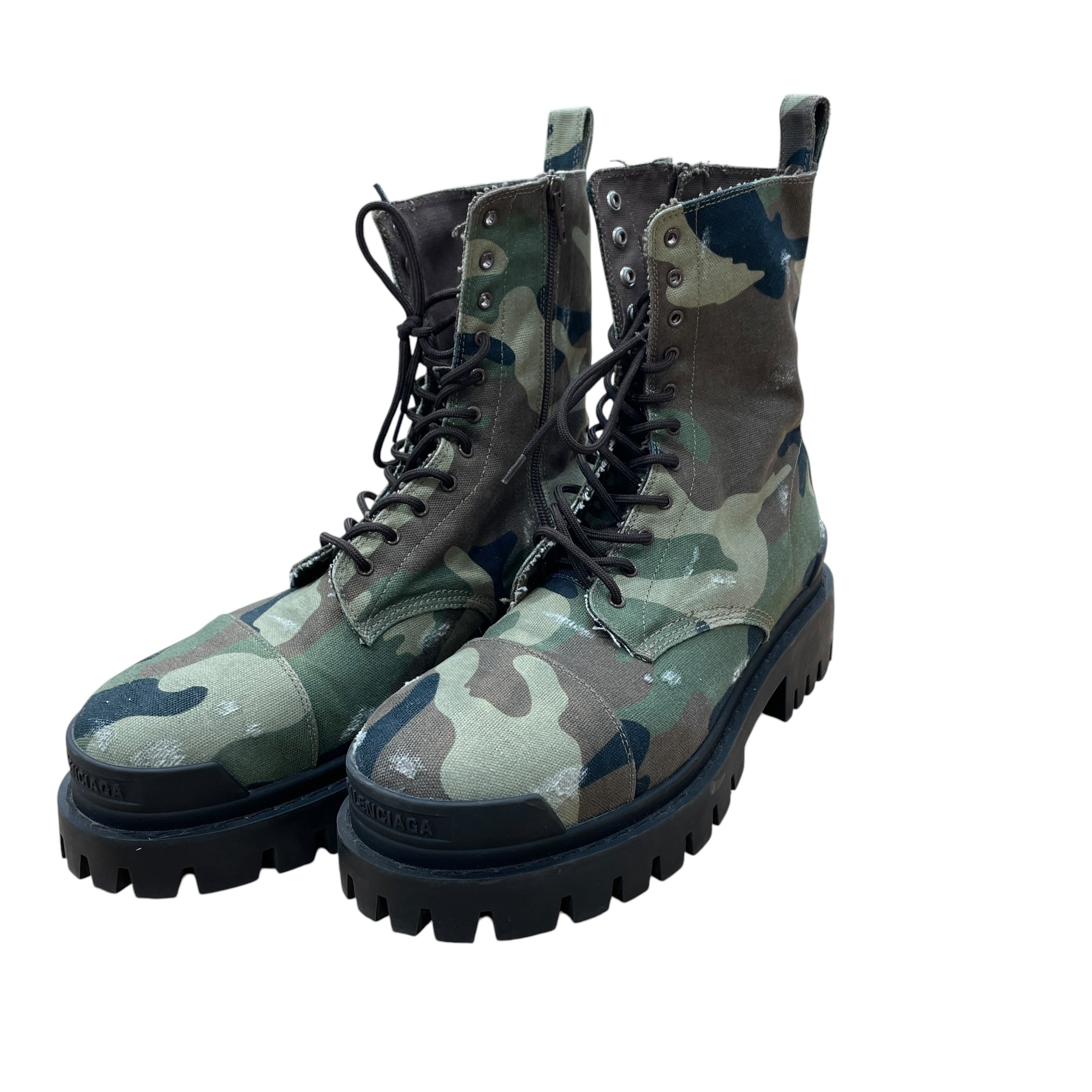 BALENCIAGA/Lace Up Boots/EU 41/Camouflage/Cotton/GRN/Side Zip/STRIKE COMBAT 786135 view 1