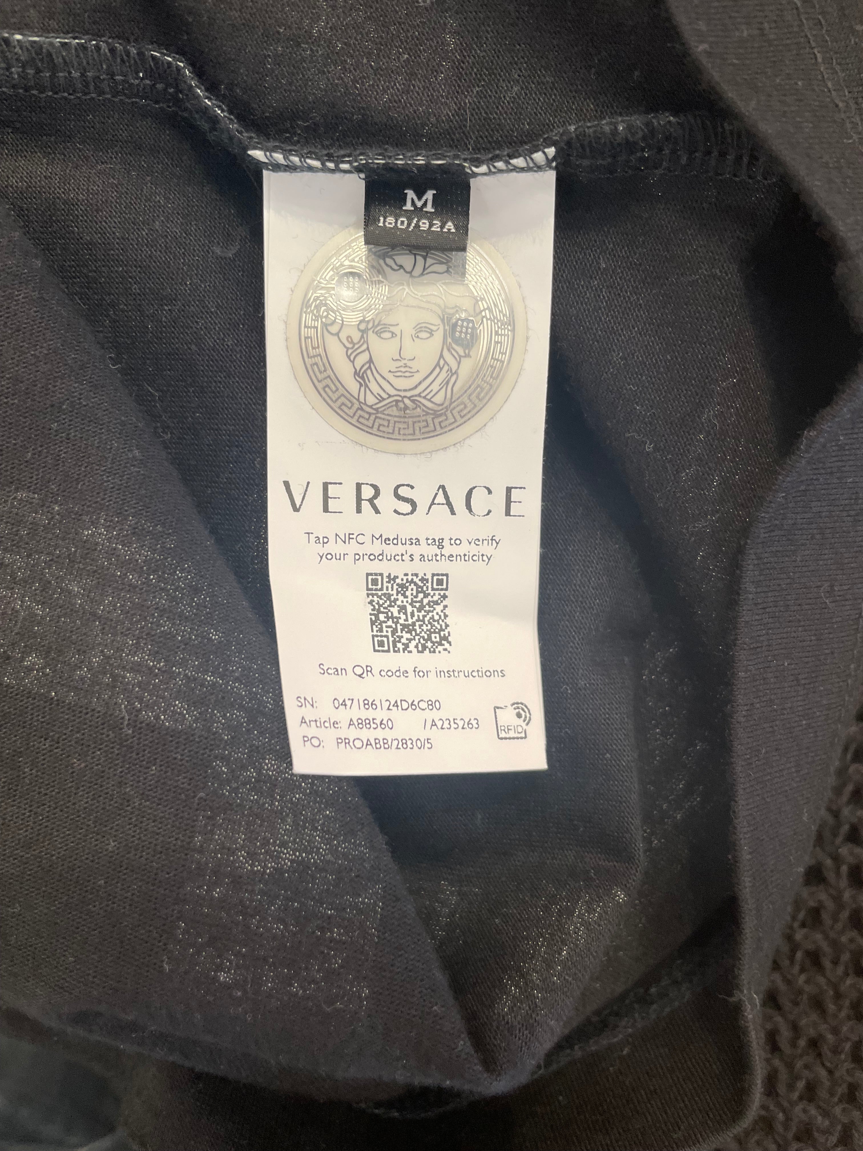 VERSACE/T-Shirt/M/Cotton/BLK/WHITE MULTI LOGO TEE view 4