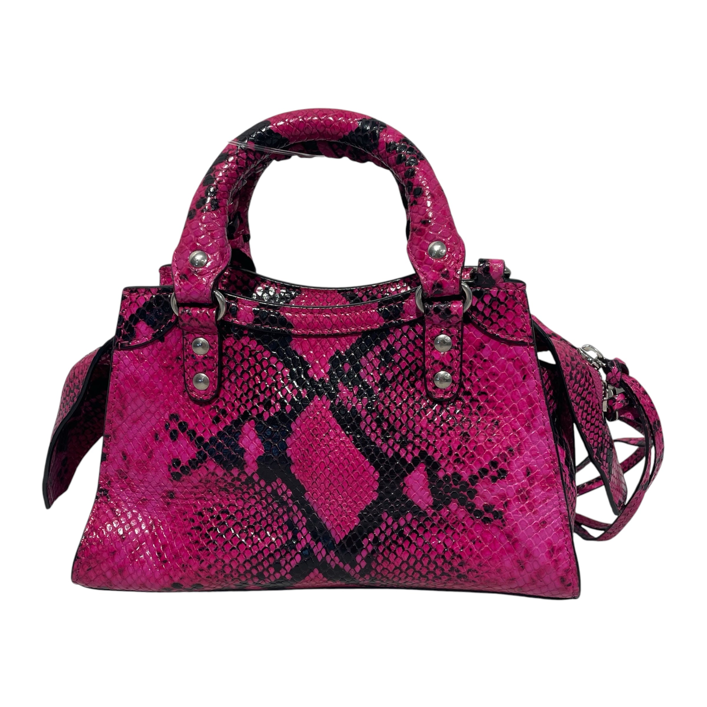 BALENCIAGA/Cross Body Bag/Animal Pattern/Leather/PNK/Black+Pink Snakeskin view 2