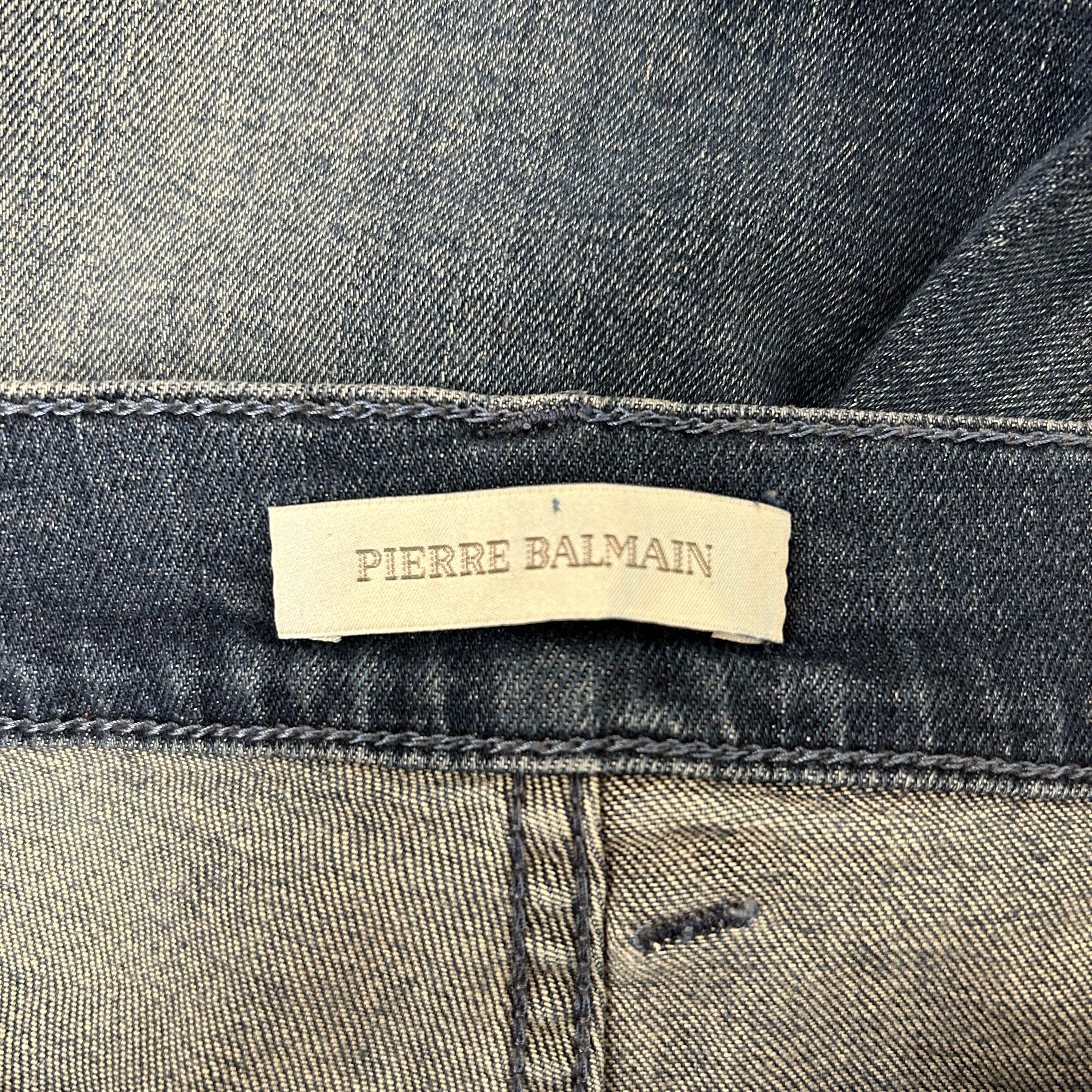 PIERRE BALMAIN/Skinny Pants/36/Denim/BLU/DISTRESSED STITCHING view 3