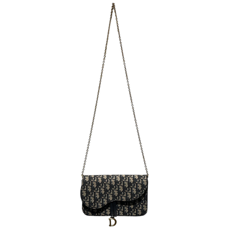 Christian Dior/Cross Body Bag/Cotton/NVY/saddie wallet