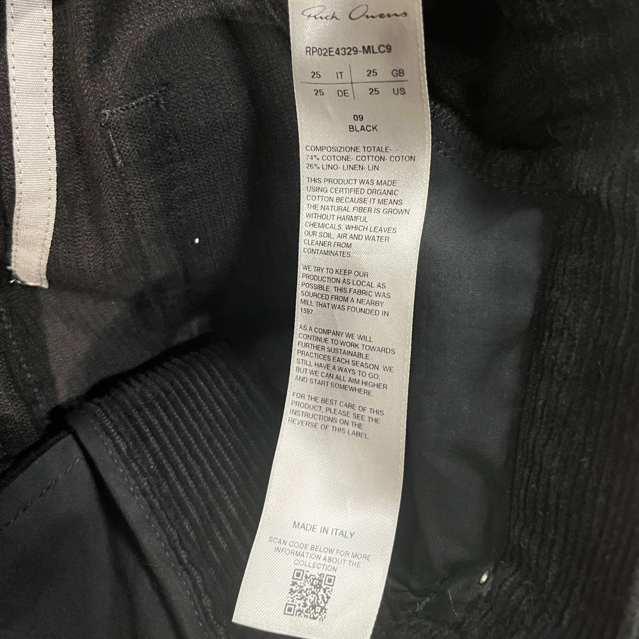 Rick Owens/Bootcut Pants/2/Corduroy/BLK/ view 3
