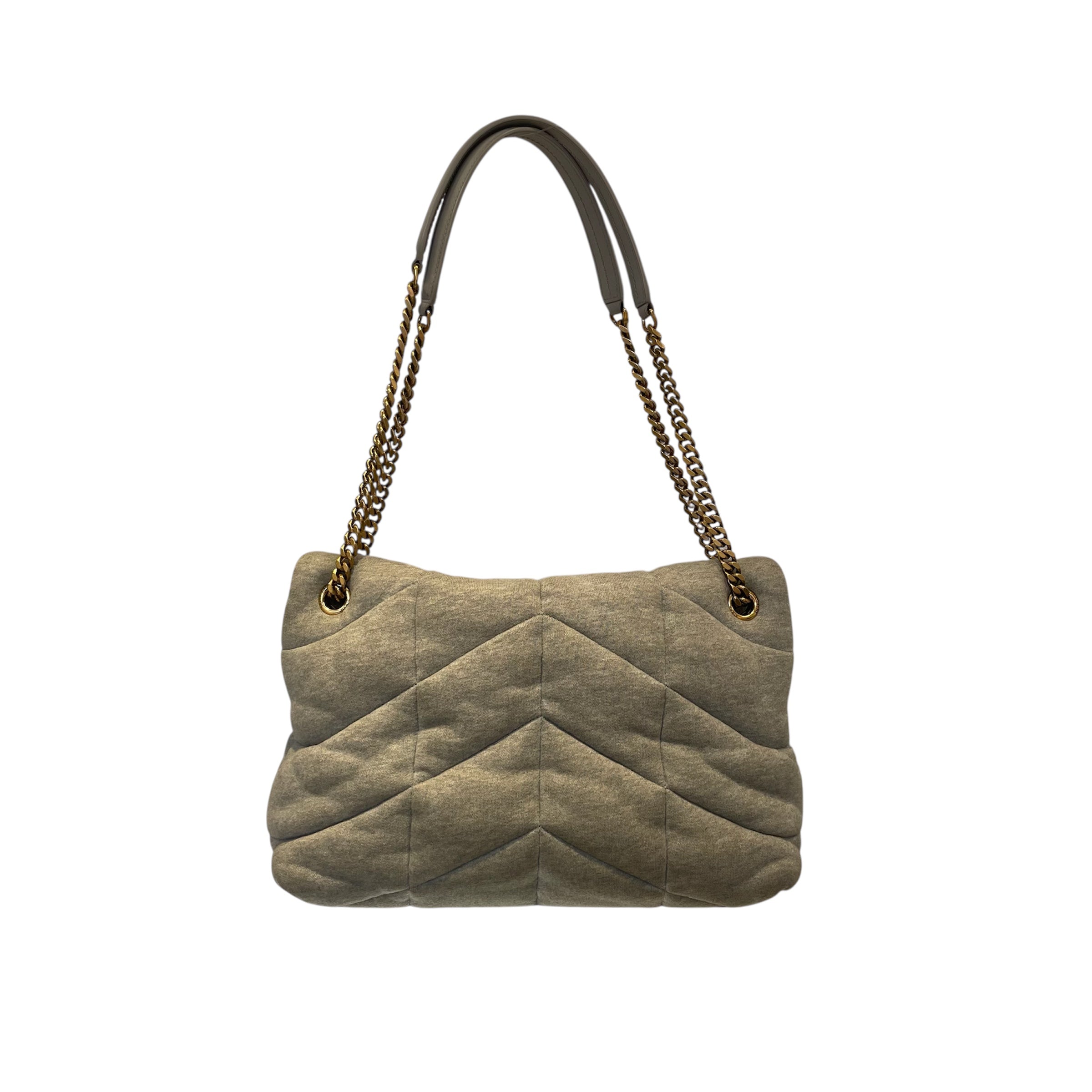 SAINT LAURENT/Cross Body Bag/Cotton/GRY/LOULOU PUFFER BAG GOLD LINKS view 2