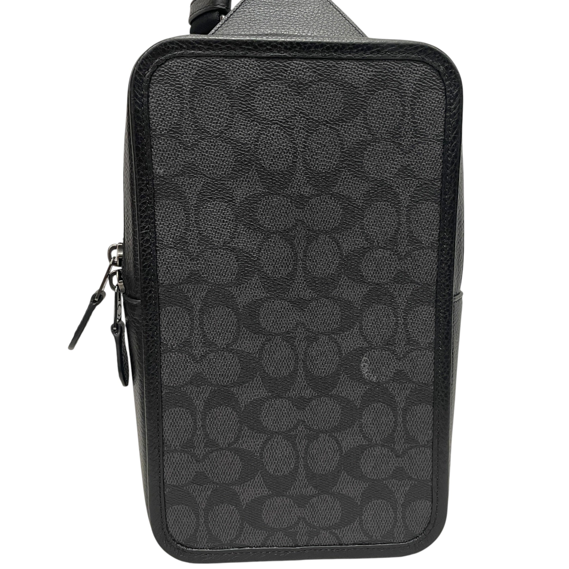 COACH/Cross Body Bag/Monogram/Leather/BLK/SIDE BAG view 2