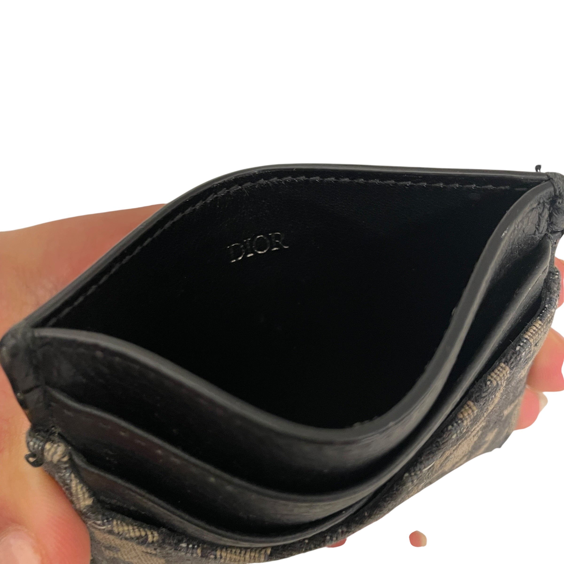 Christian Dior/Wallet/Monogram/Leather/BLK/L's/CLOTH COVERING view 5