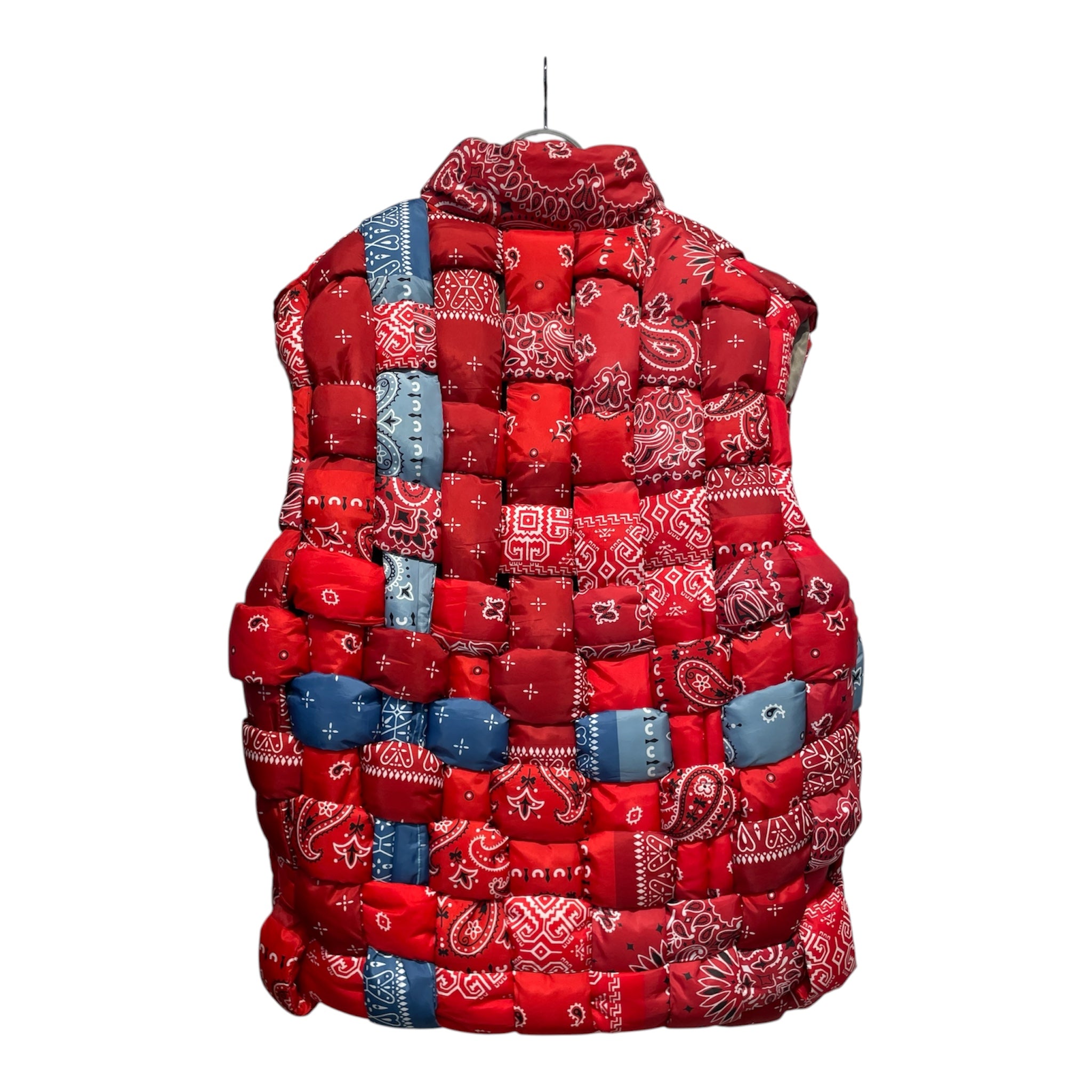 KAPITAL/Puffer Vest/XL/Paisley/Polyester/RED/EEL WEAVING VEST view 2