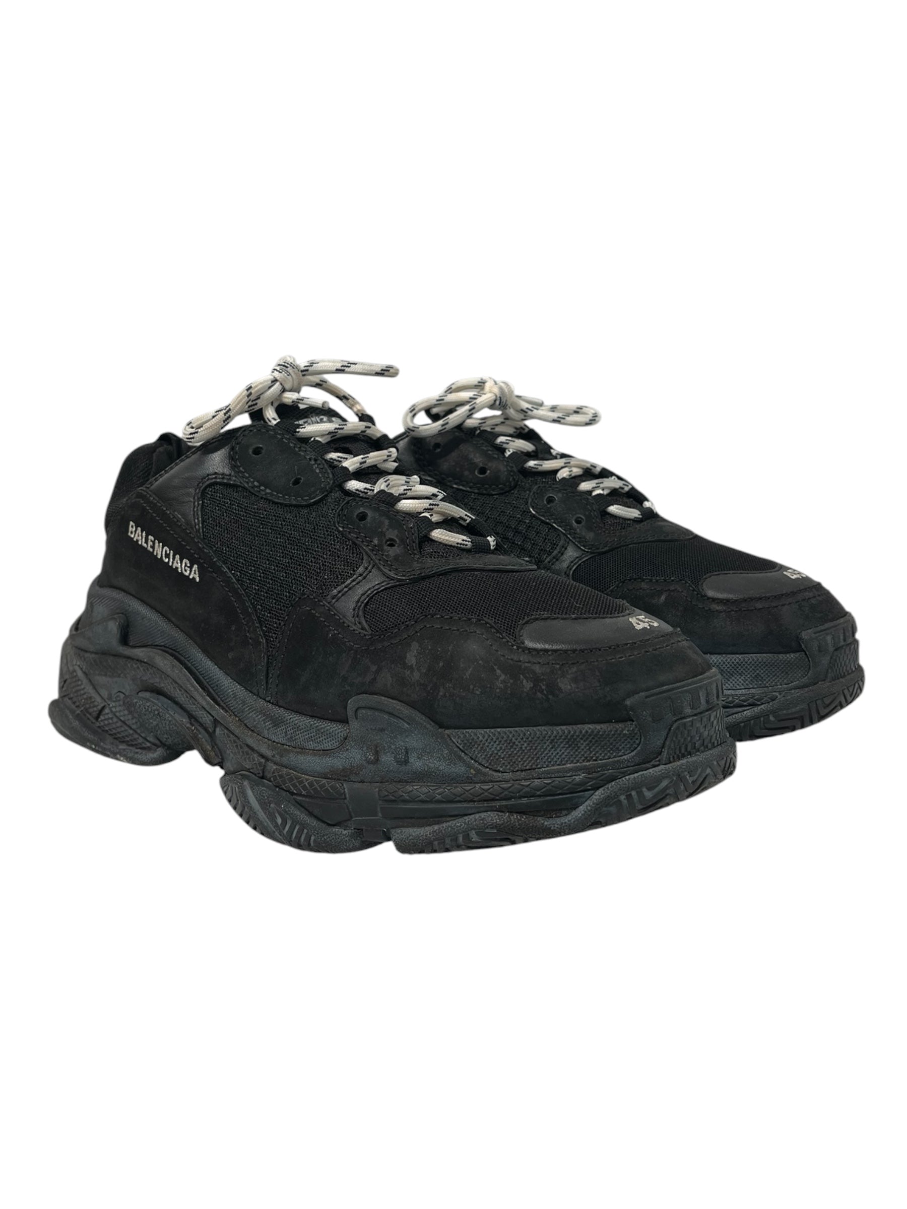 BALENCIAGA/Low-Sneakers/US 12/Cotton/BLK/TRIPLE S ALL BLACK 12 view 1
