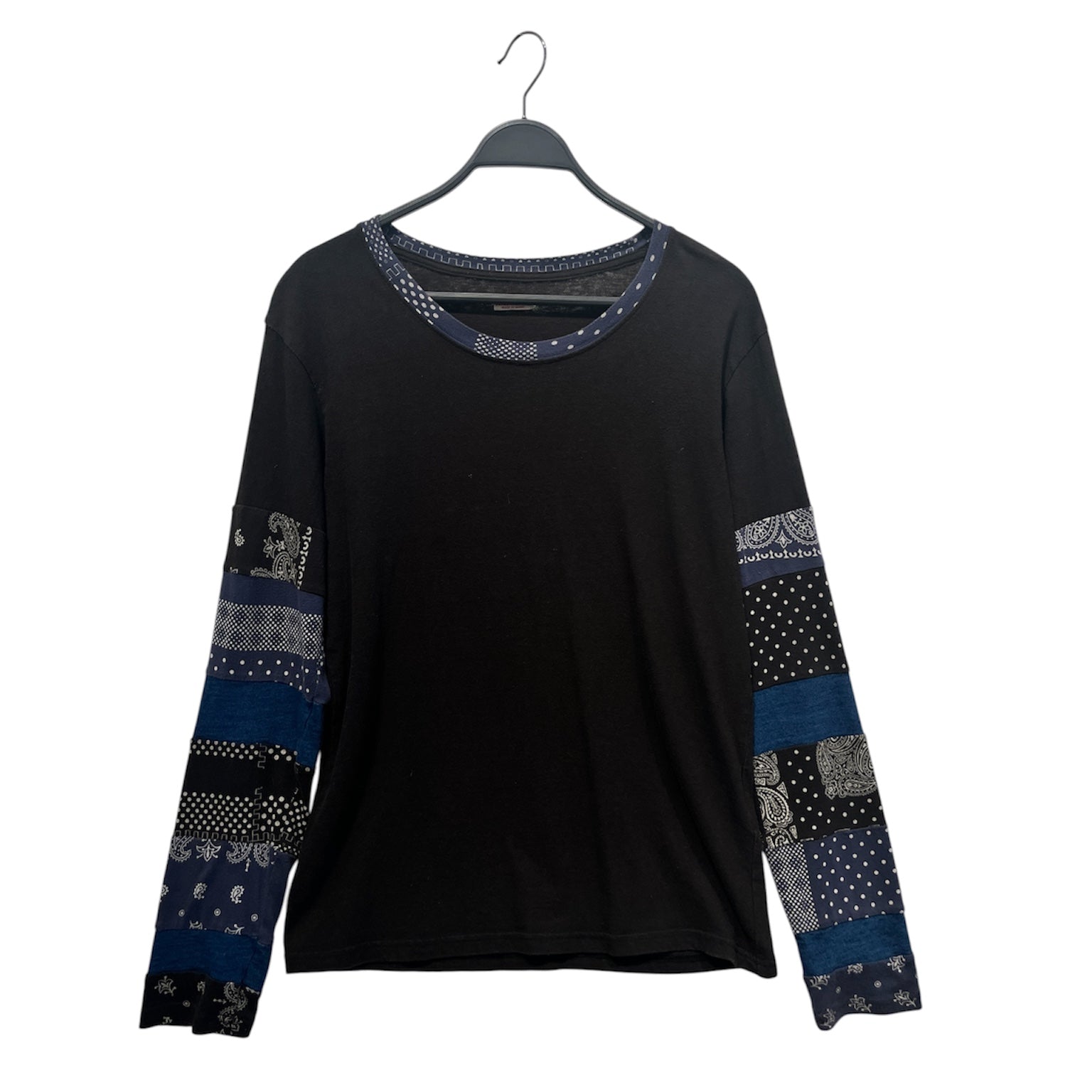 KAPITAL/LS T-Shirt/L/Cotton/BLK/High Neck/All Over Print/Black/ Blue Bandanna LS view 1