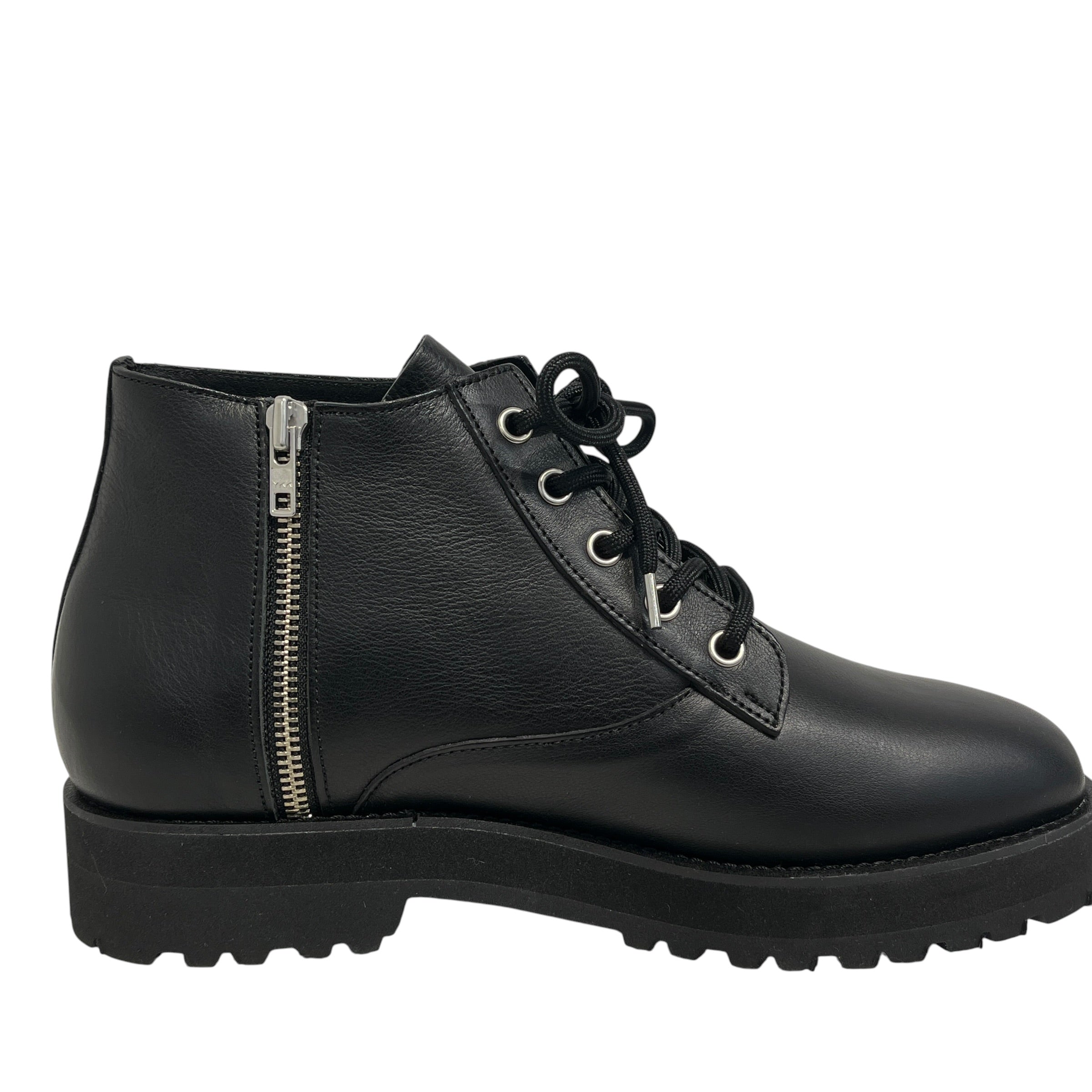 SIMPLY COMPLICATED/Boots/US 11/Leather/BLK/SIDE ZIPPER SILVER TIE UP view 6