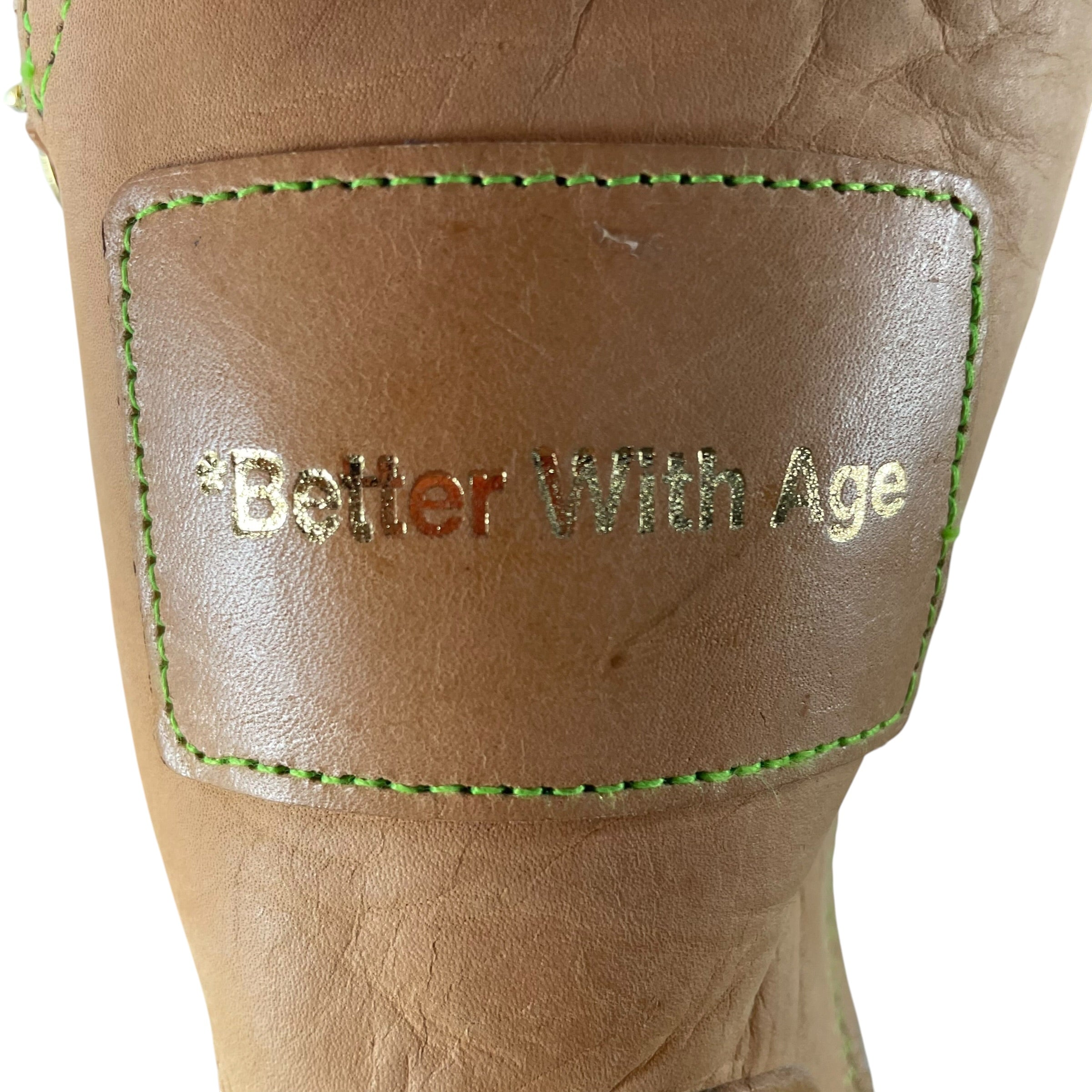 Better With Age/Boots/US 11/Leather/BEG/GREEN STITCH PINK LINER BOOT view 5