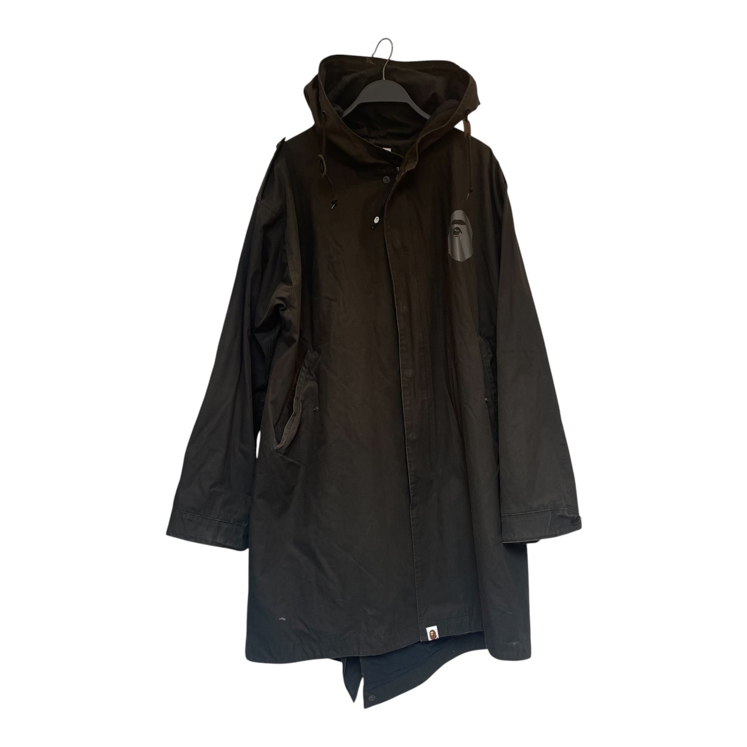 A BATHING APE/Trench Coat/XL/Cotton/BLK/APE SHALL NEVER KILL APE view 1