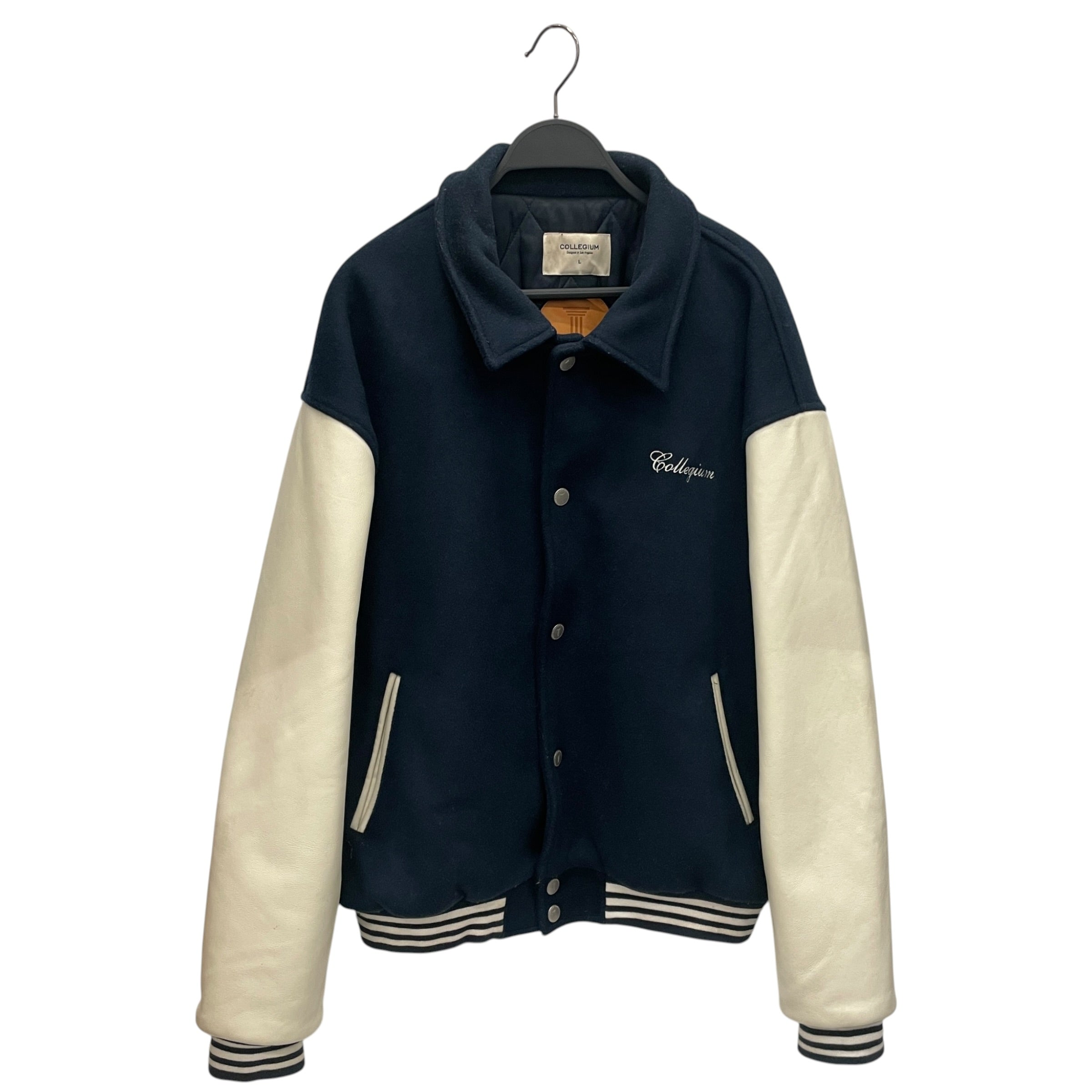 COLLEGIUM/Baseball Jkt/L/Wool/BLU/LEATHER AND WOOL VARSITY JKT view 1