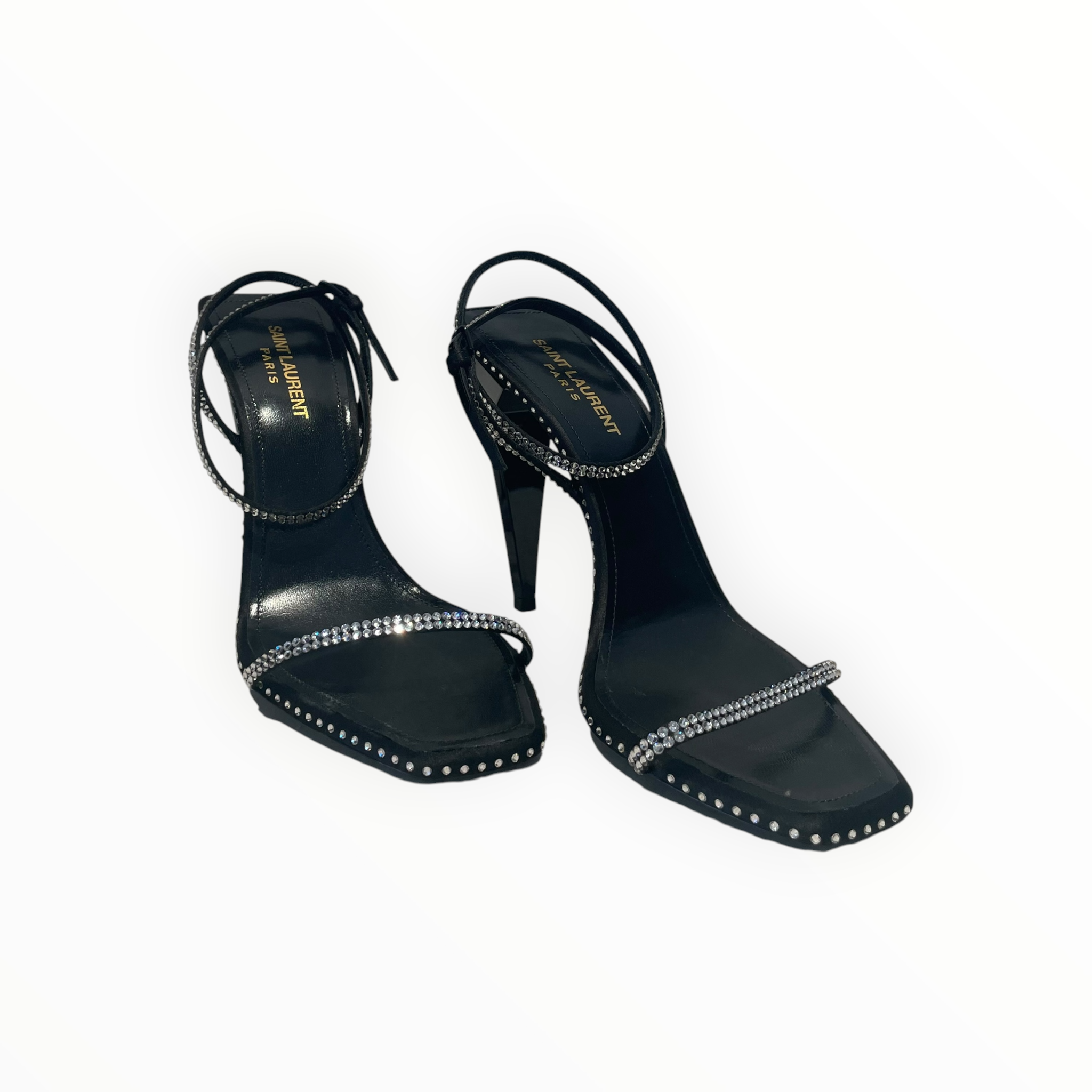 SAINT LAURENT/Heels/US 7.5/Cotton/BLK/Saint Laurent Diamond heels view 1