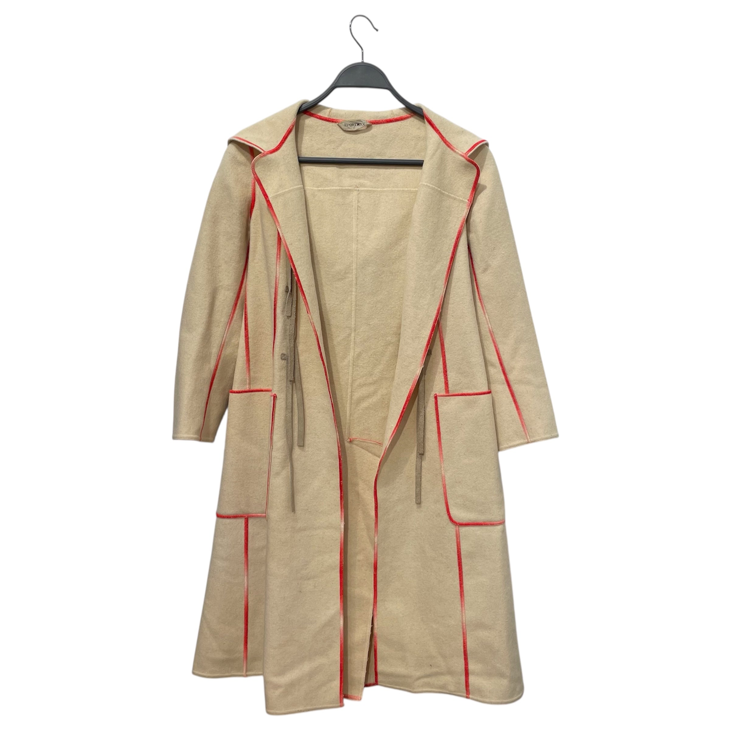 SPORT MAX by Max Mara/Trench Coat/40/Wool/CRM/red details / tassels view 1