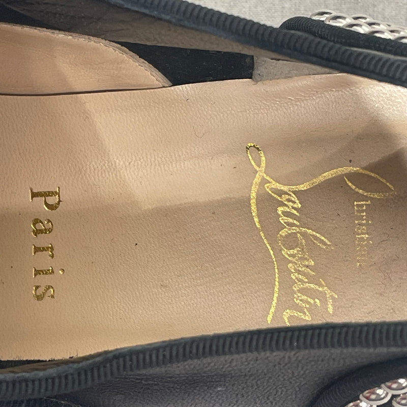Christian Louboutin/Dress Shoes/US 8.5/All Over Print/Leather/BLK/FRED CLOUS STUDDED OXFORDS