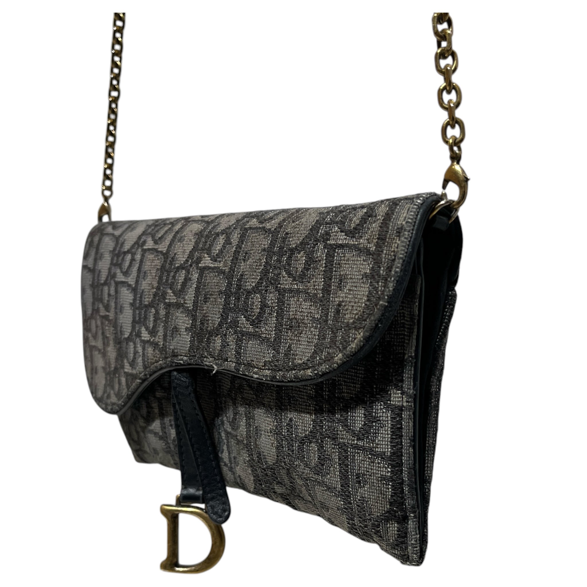Christian Dior/Necklace/Canvas/GRY/Saddle Bag Wallet view 2