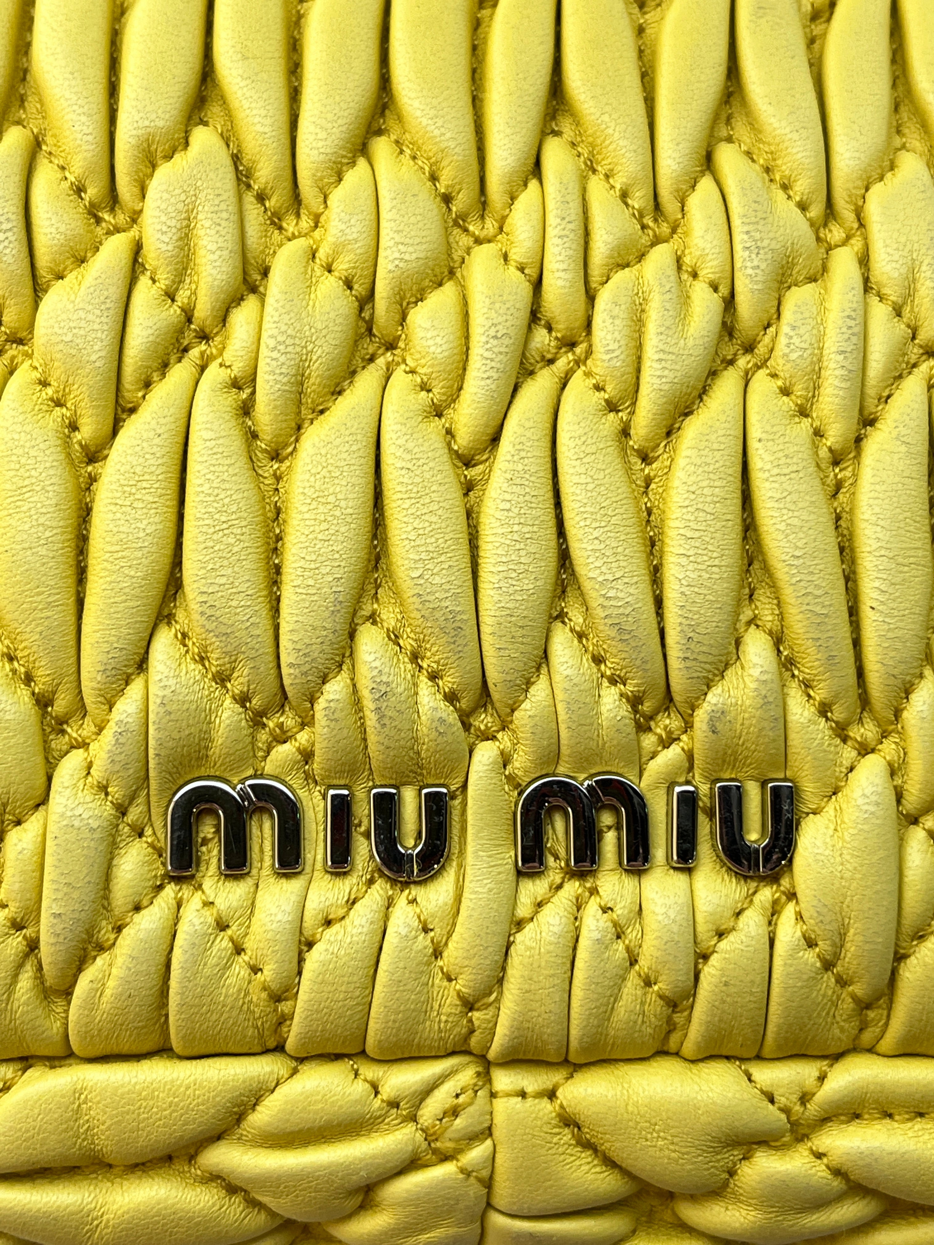 MIU MIU/Hand Bag/Leather/YEL/MATELASSE CRYSTAL FLAP view 7