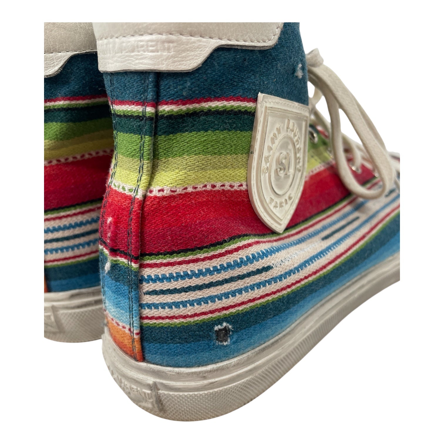 SAINT LAURENT/Hi-Sneakers/EU 42/Stripe/BLU/LEATHER TOE/RAINBOW STRIPES view 5