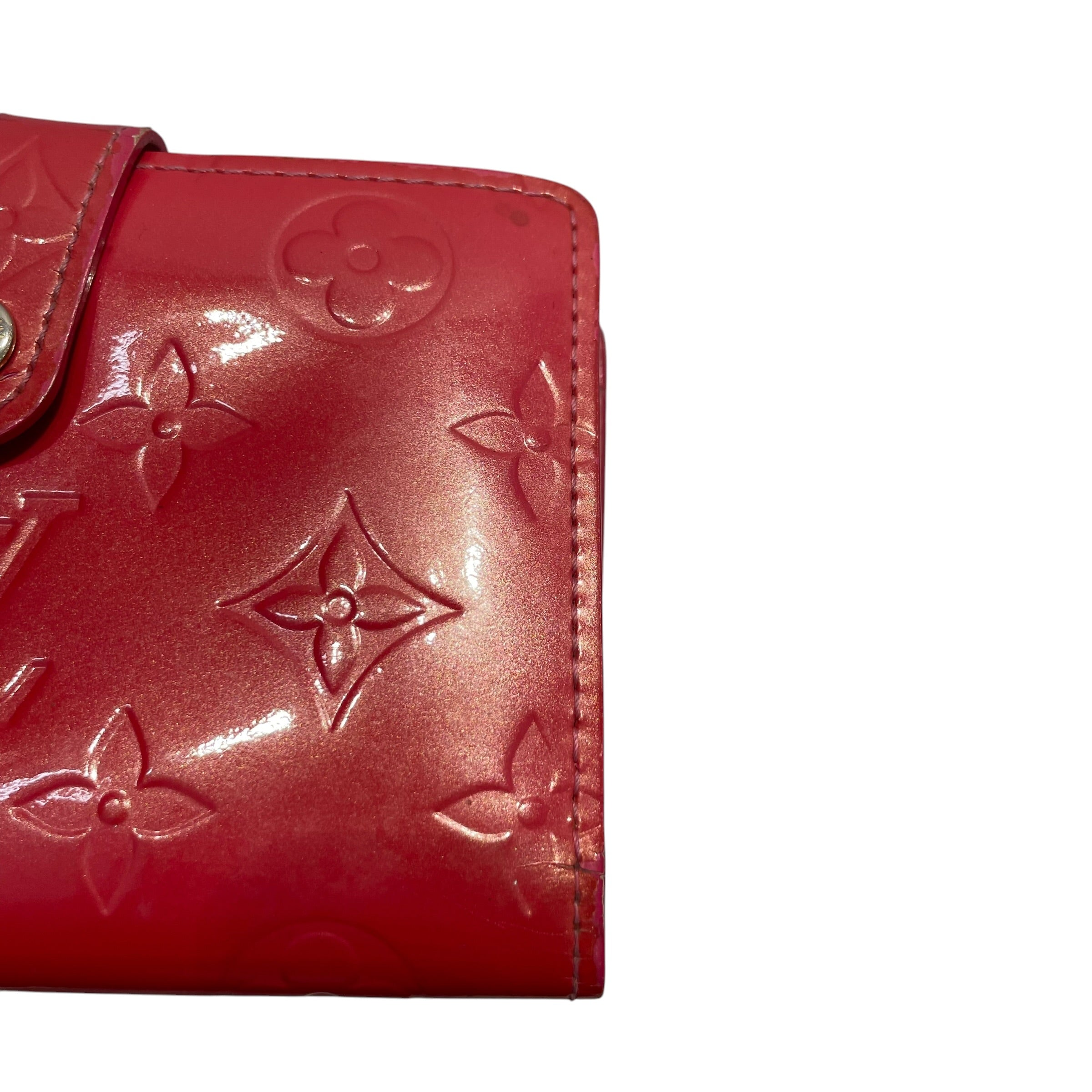 LOUIS VUITTON/Bifold Wallet/Leather/RED/L's/Vernis  french snap flap view 3