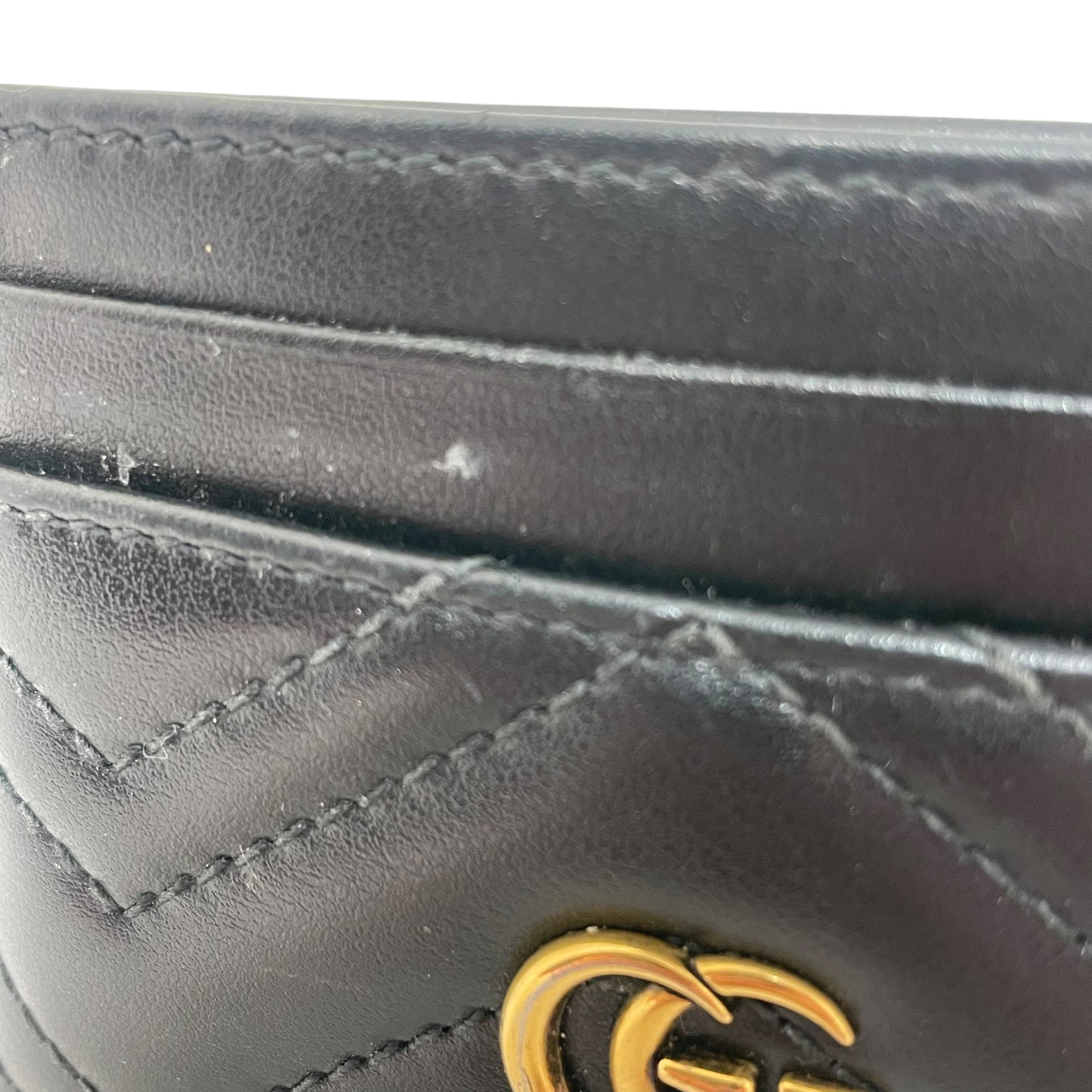 GUCCI/Wallet/Stripe/Leather/BLK/GG Marmont Card Case view 7