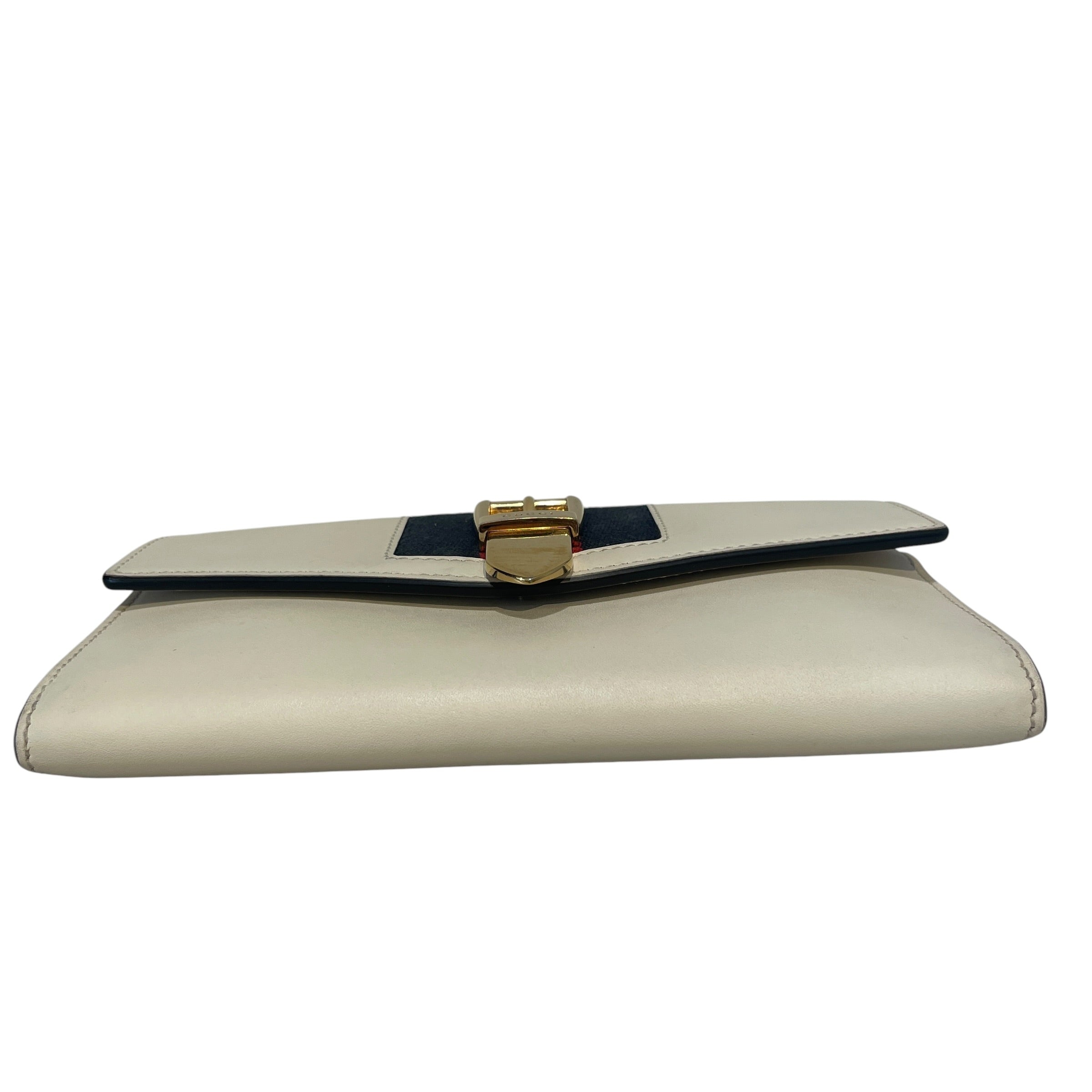 GUCCI/Bifold Wallet/Leather/WHT/L's/Gucci Stripped Bifold wallet view 4