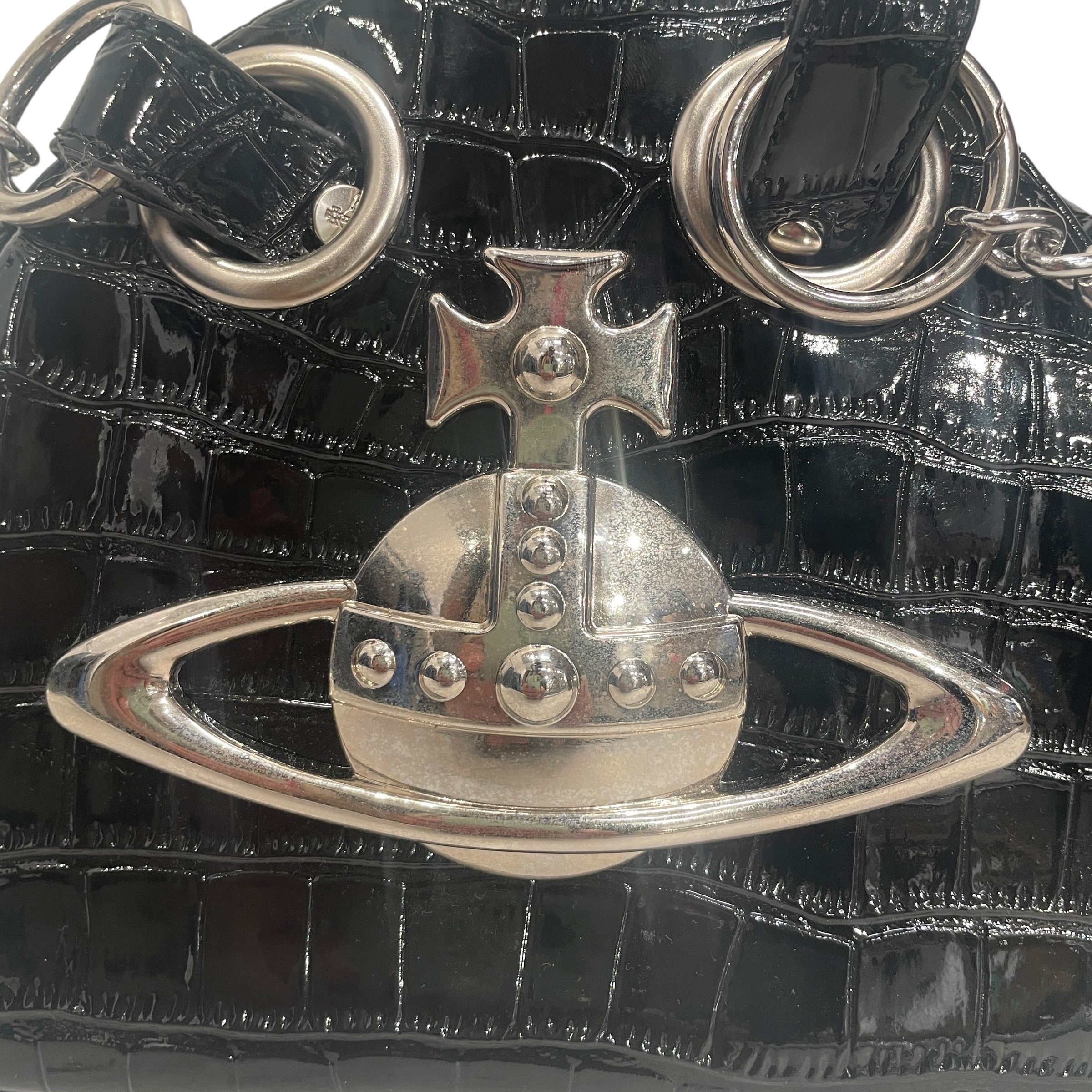 Vivienne Westwood/Bag/Faux Leather/BLK/VW YASMINE SHLDR BAG CROC LOGO view 5