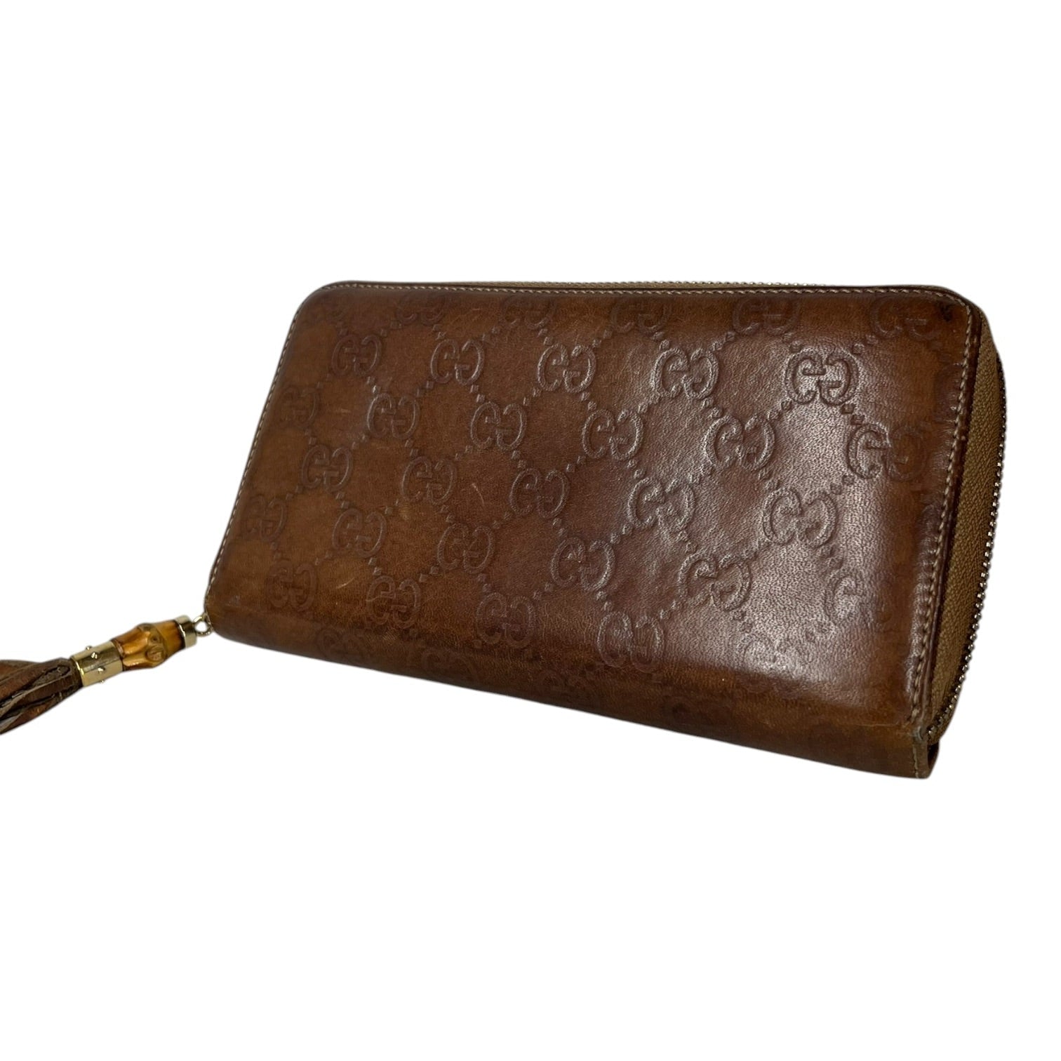 GUCCI/Long Wallet/Monogram/Leather/BRW/Guccisima bamboo leather view 2